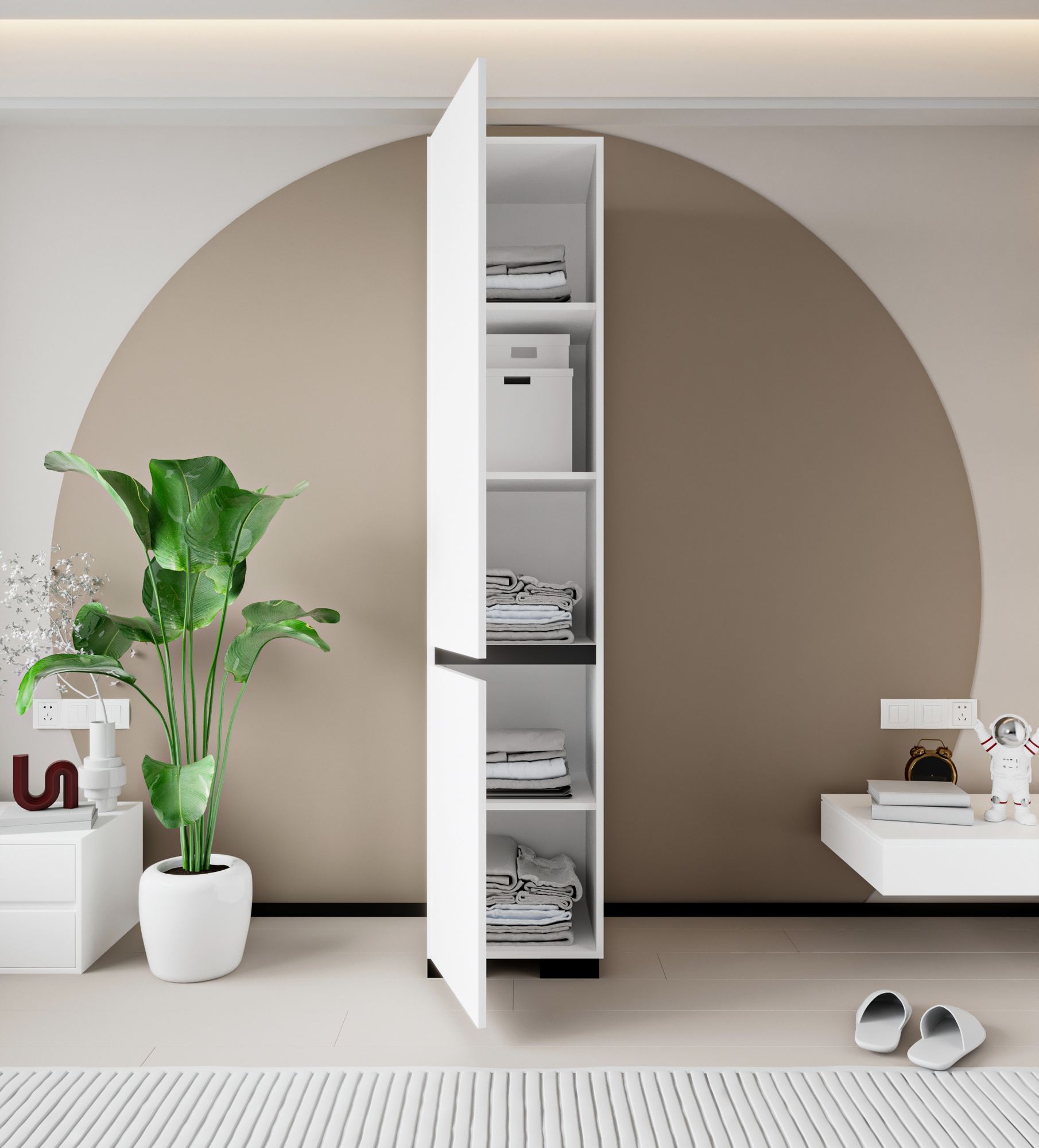 Dulap Hanah Home, PAL melaminat, 45 x 52 x 210 cm, alb/antracit, 469ORN1104 — imaginea 2