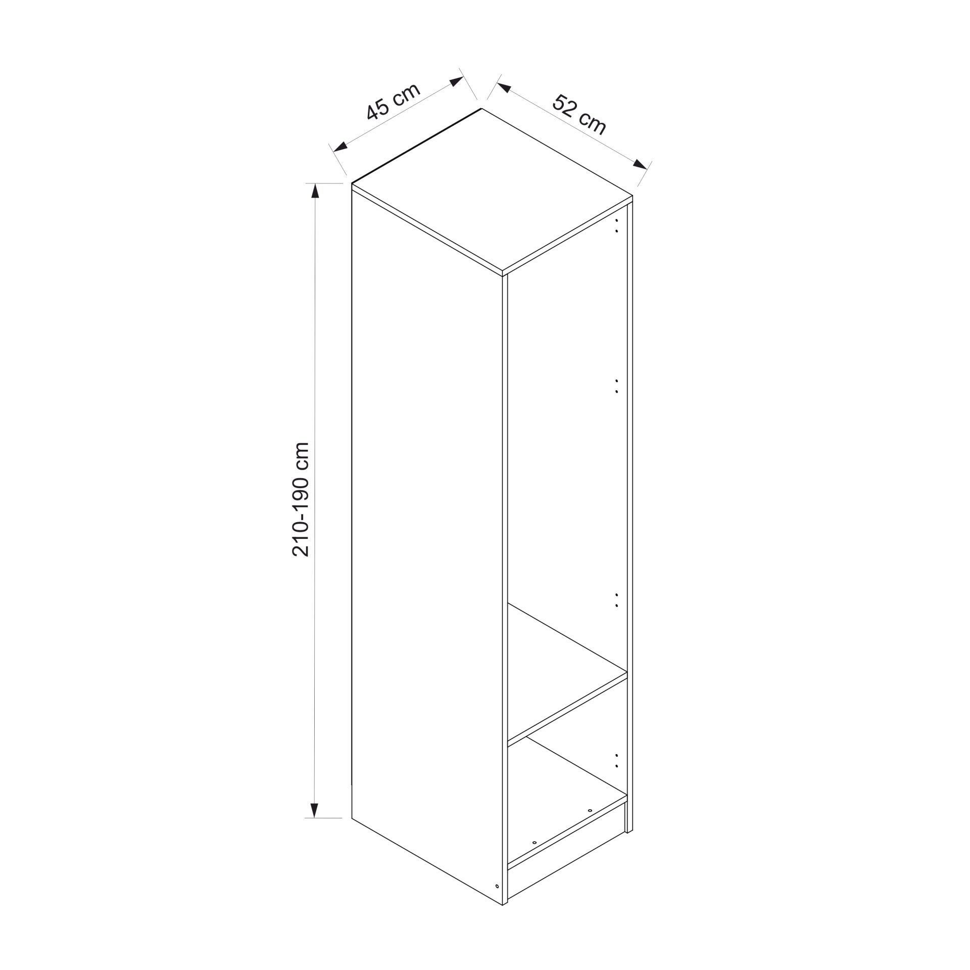 Dulap Hanah Home, PAL melaminat, 45 x 52 x 210 cm, nuc, 506MNR3751 — imaginea 2