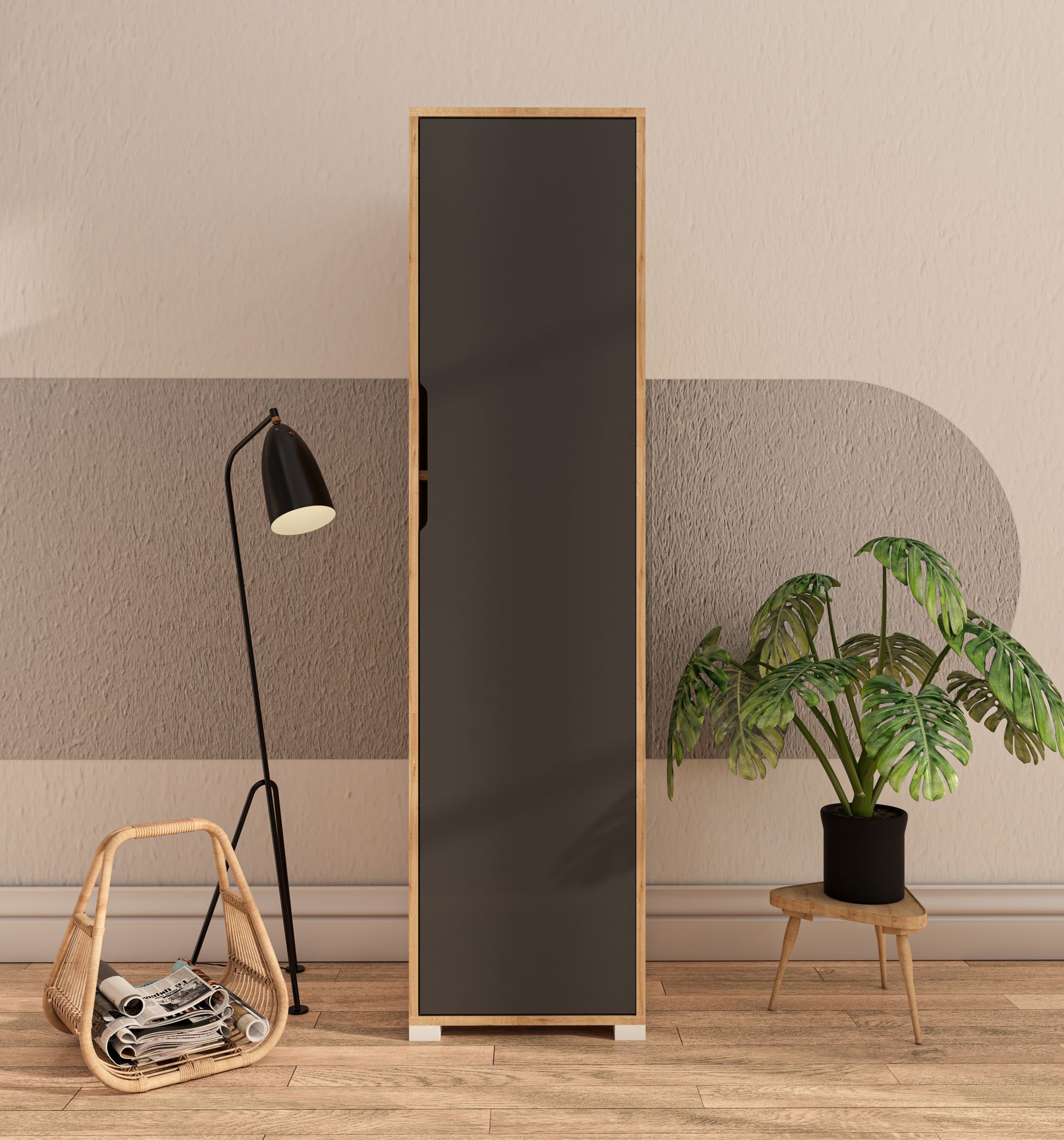 Dulap Hanah Home, PAL melaminat, 47 x 45 x 183 cm, sapphire stejar/antracit, 469ORN1101 — imaginea 5