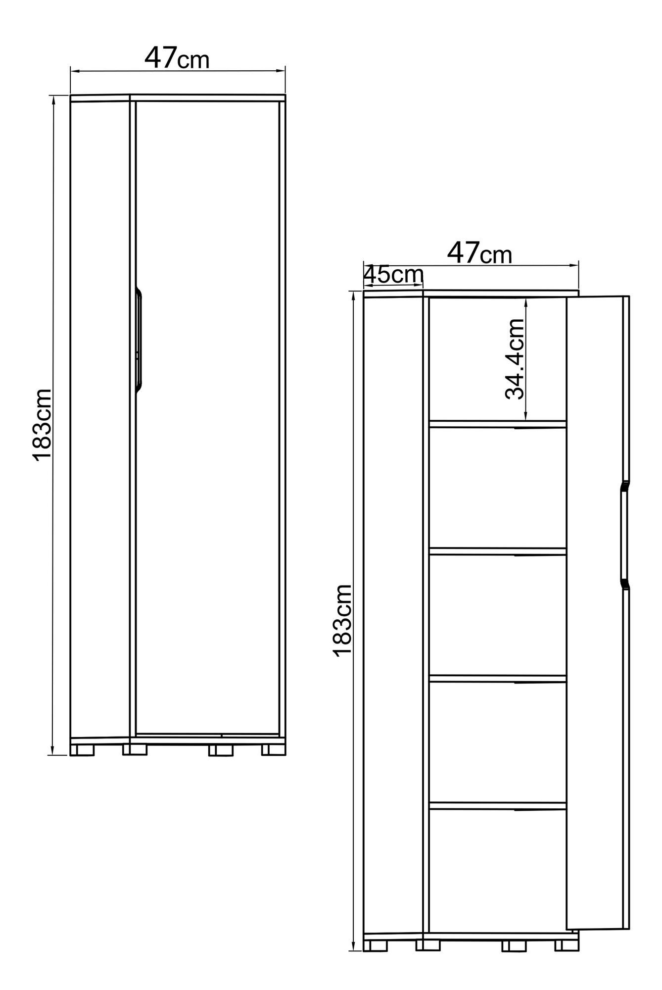 Dulap Hanah Home, PAL melaminat, 47 x 45 x 183 cm, sapphire stejar/antracit, 469ORN1101 — imaginea 6