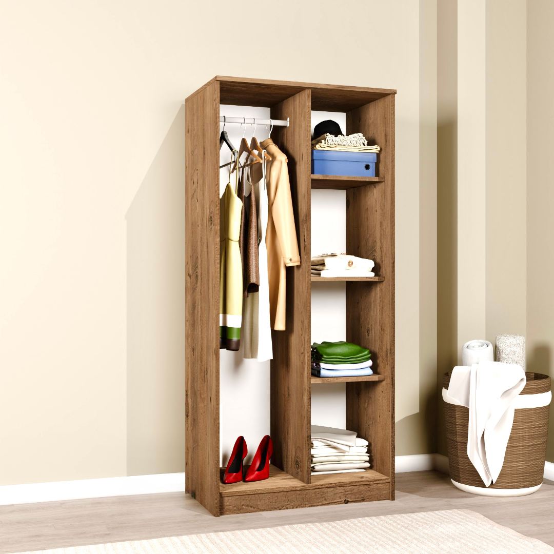 Dulap Hanah Home, PAL melaminat, 80 x 51.8 x 180 cm, atlantic pine, 350MWD1133 — imaginea 3