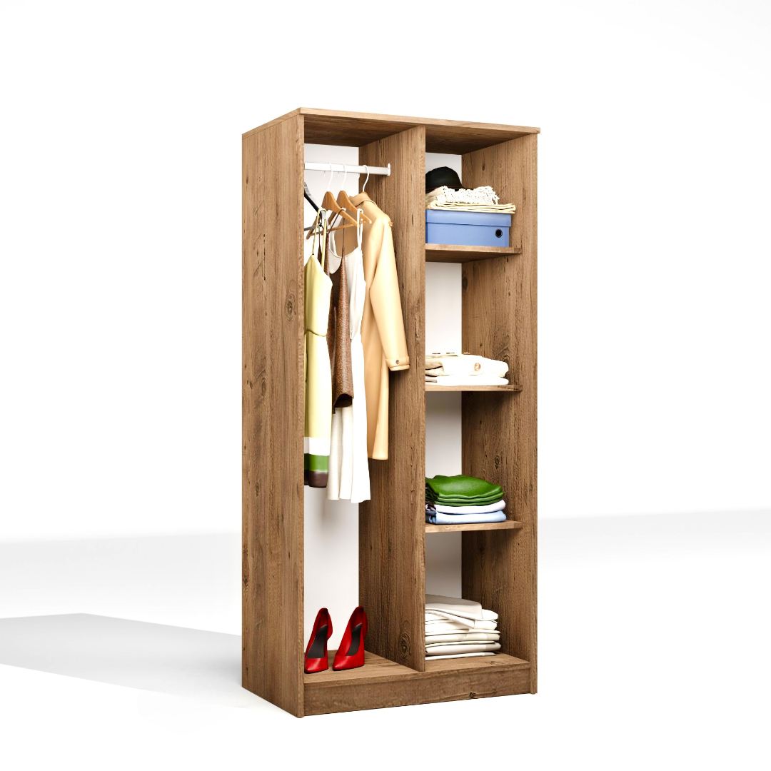 Dulap Hanah Home, PAL melaminat, 80 x 51.8 x 180 cm, atlantic pine, 350MWD1133 — imaginea 4
