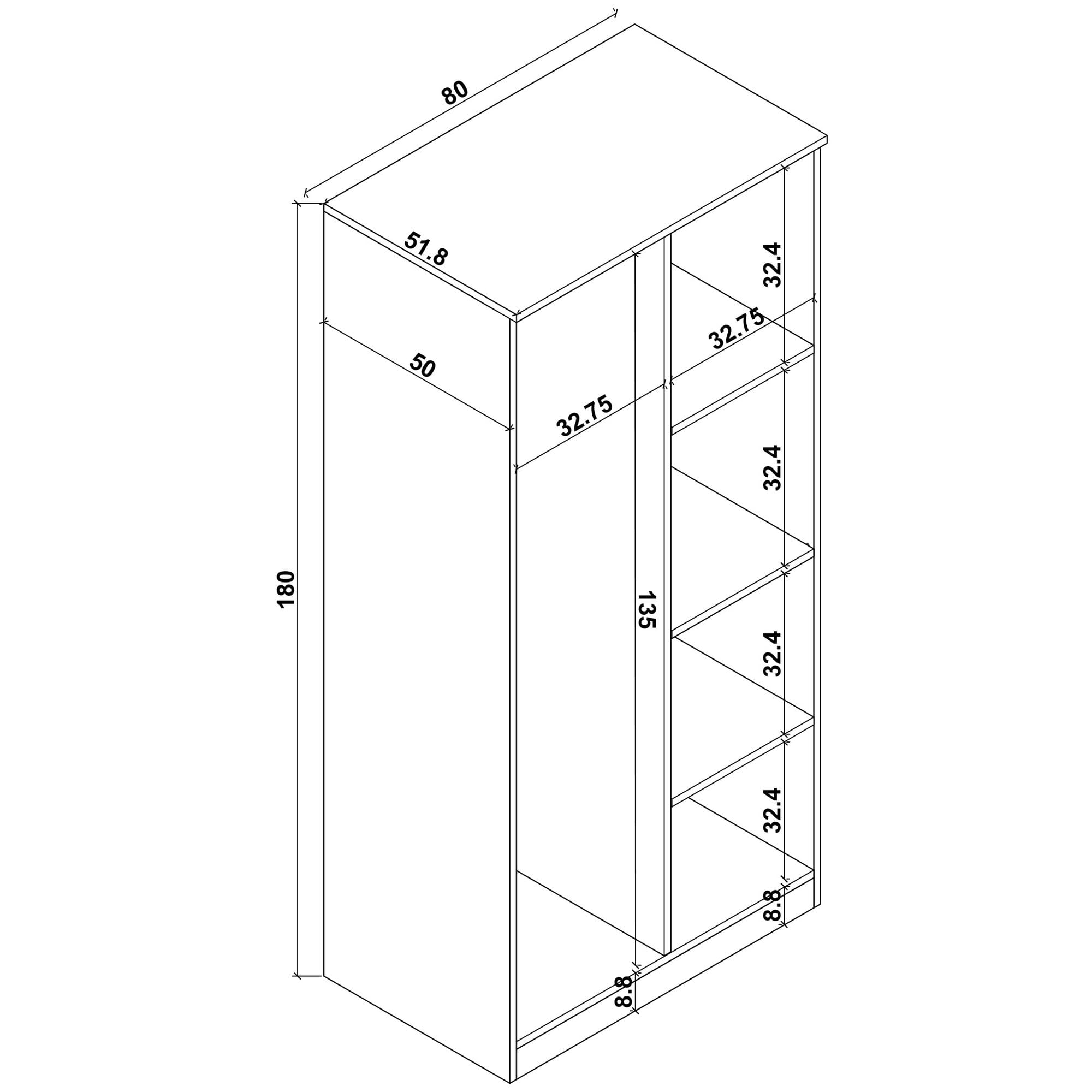 Dulap Hanah Home, PAL melaminat, 80 x 51.8 x 180 cm, atlantic pine, 350MWD1133 — imaginea 7
