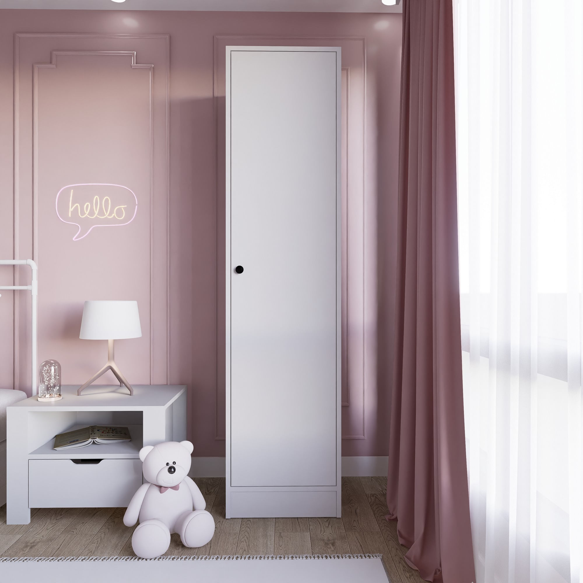 Dulap Hanah Home, PAL melaminat, 45 x 53 x 182 cm, alb mat, 350MWD1102 — imaginea 6