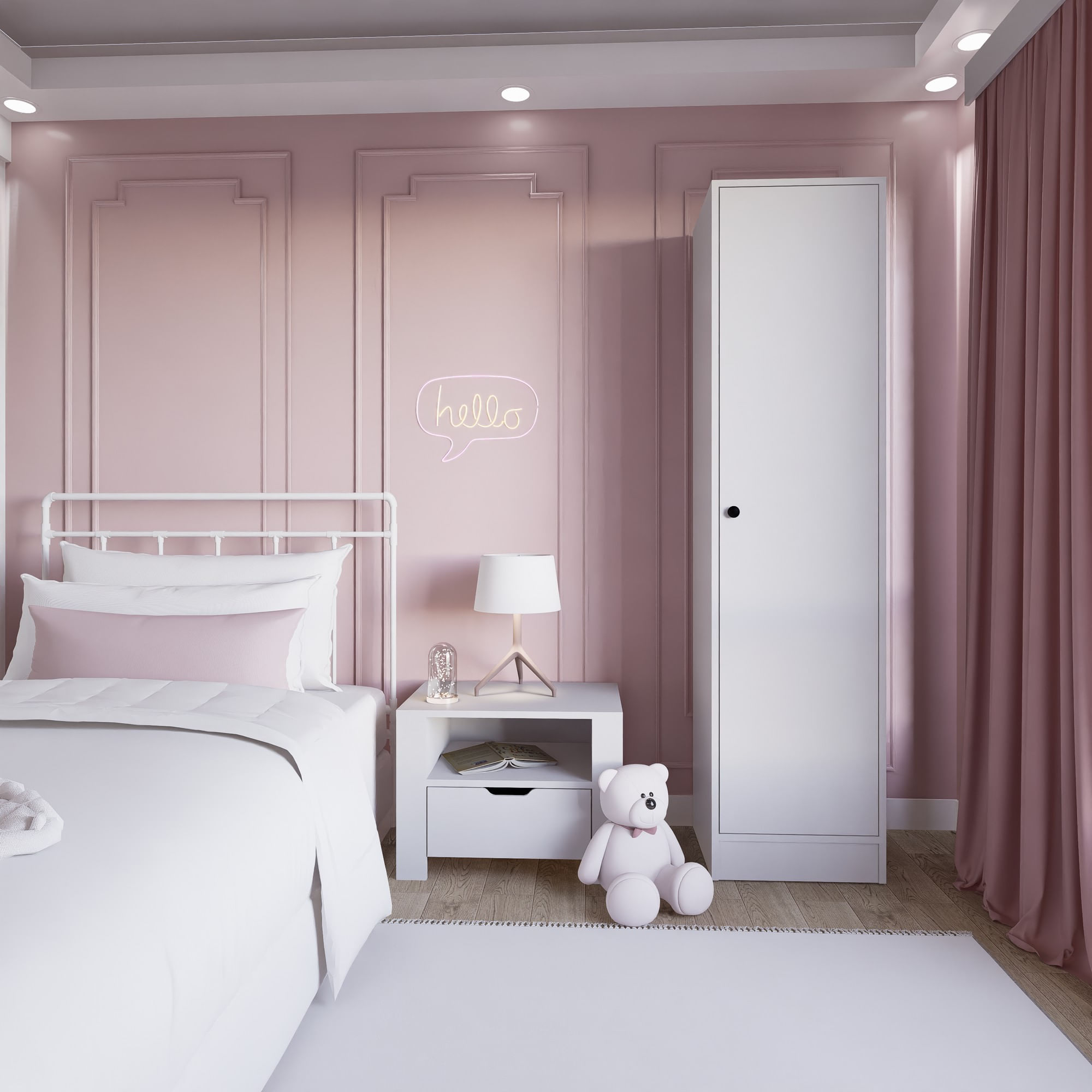 Dulap Hanah Home, PAL melaminat, 45 x 53 x 182 cm, alb mat, 350MWD1102 — imaginea 8