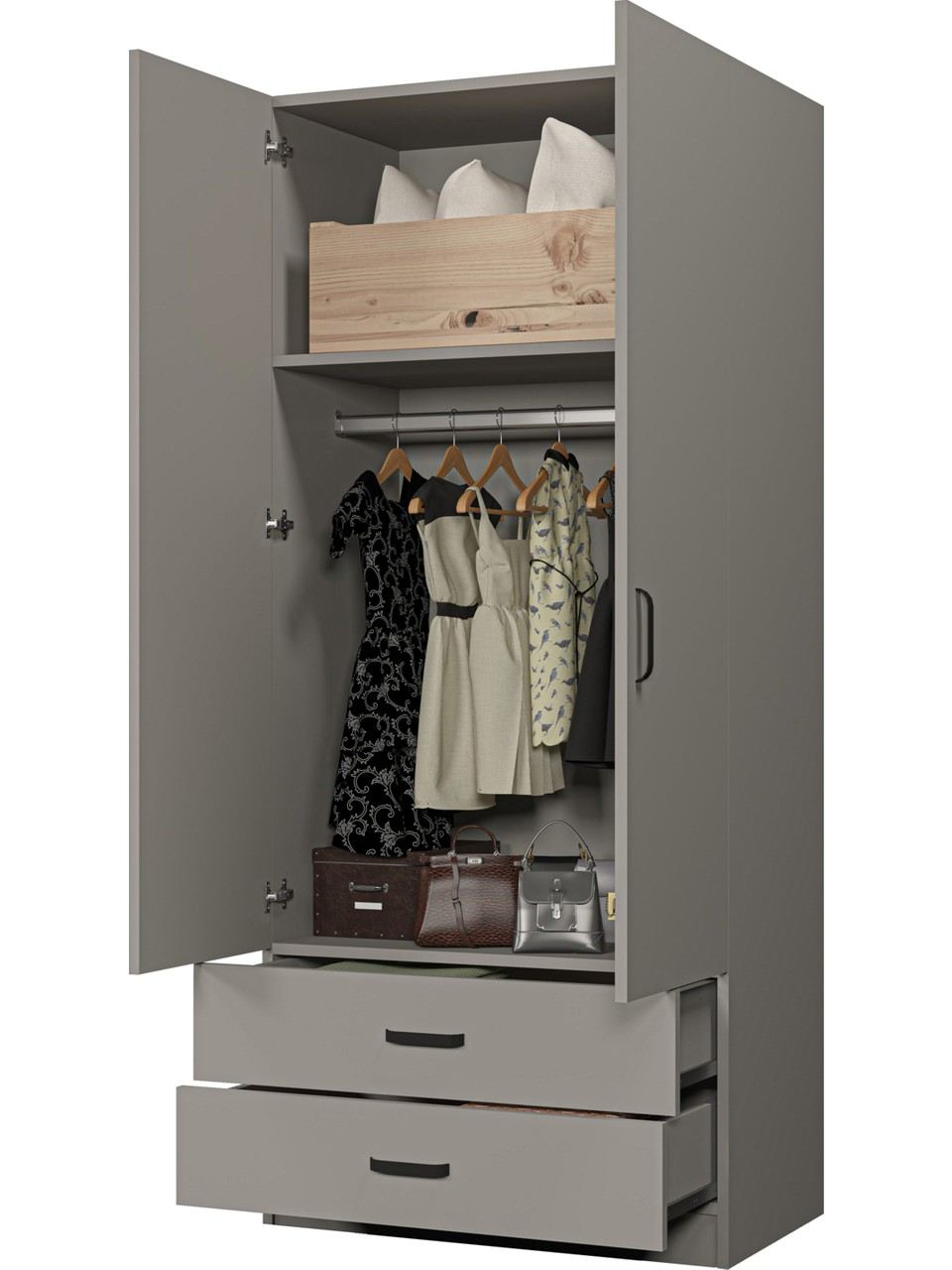 Dulap Hanah Home, PAL melaminat, 80 x 47 x 182 cm, gri, 350MWD1136 — imaginea 2