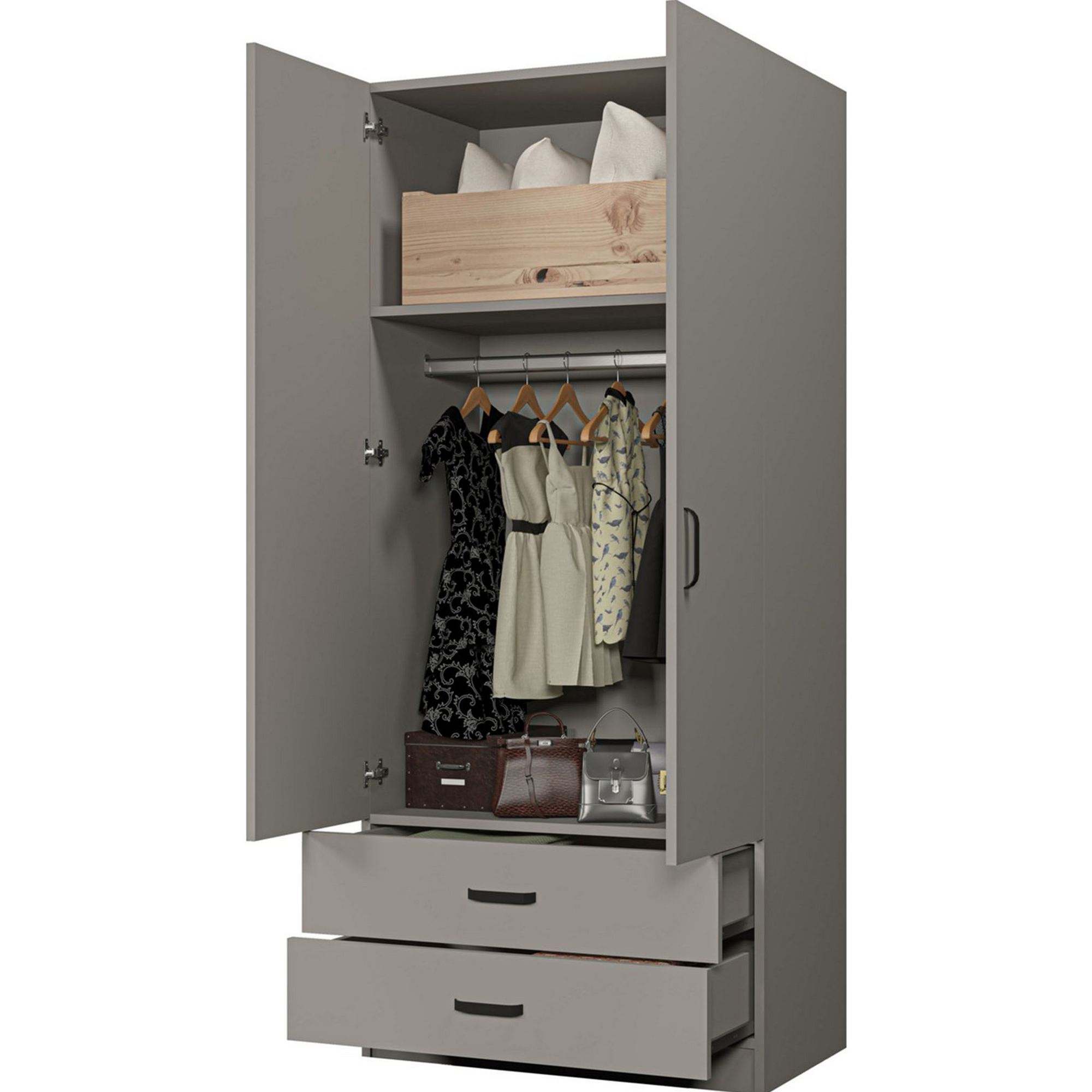Dulap Hanah Home, PAL melaminat, 80 x 47 x 182 cm, gri, 350MWD1136 — imaginea 3