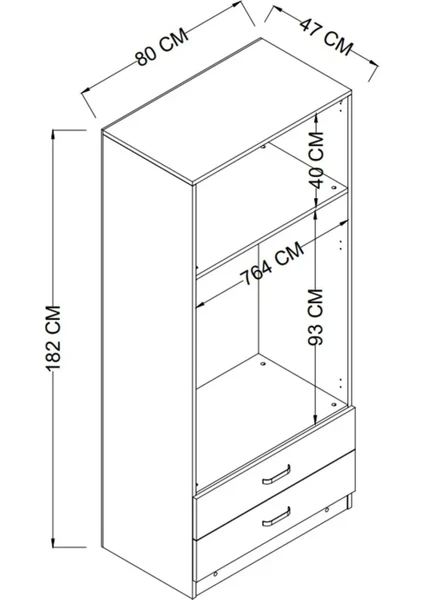 Dulap Hanah Home, PAL melaminat, 80 x 47 x 182 cm, gri, 350MWD1136 — imaginea 4