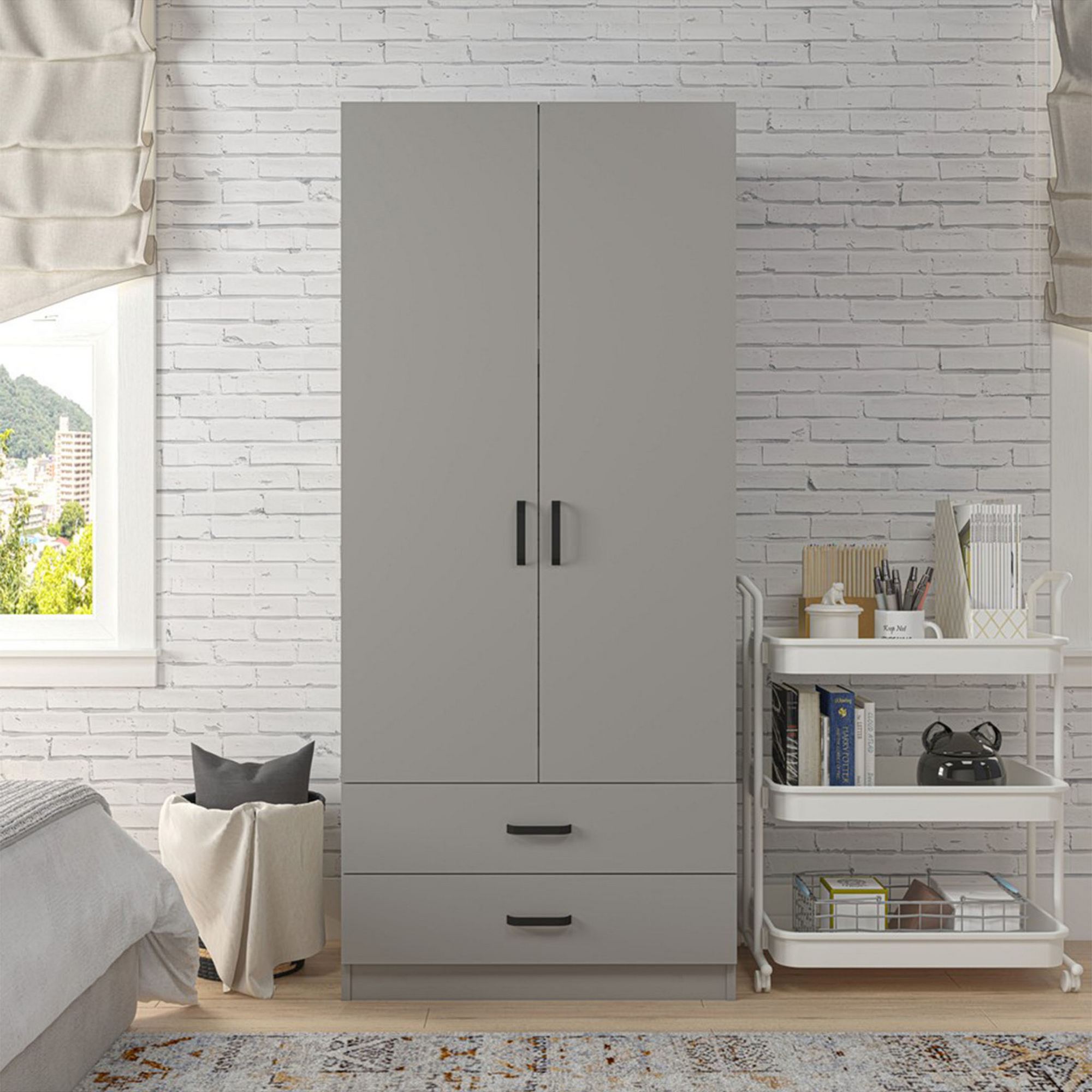 Dulap Hanah Home, PAL melaminat, 80 x 47 x 182 cm, gri, 350MWD1136 — imaginea 6