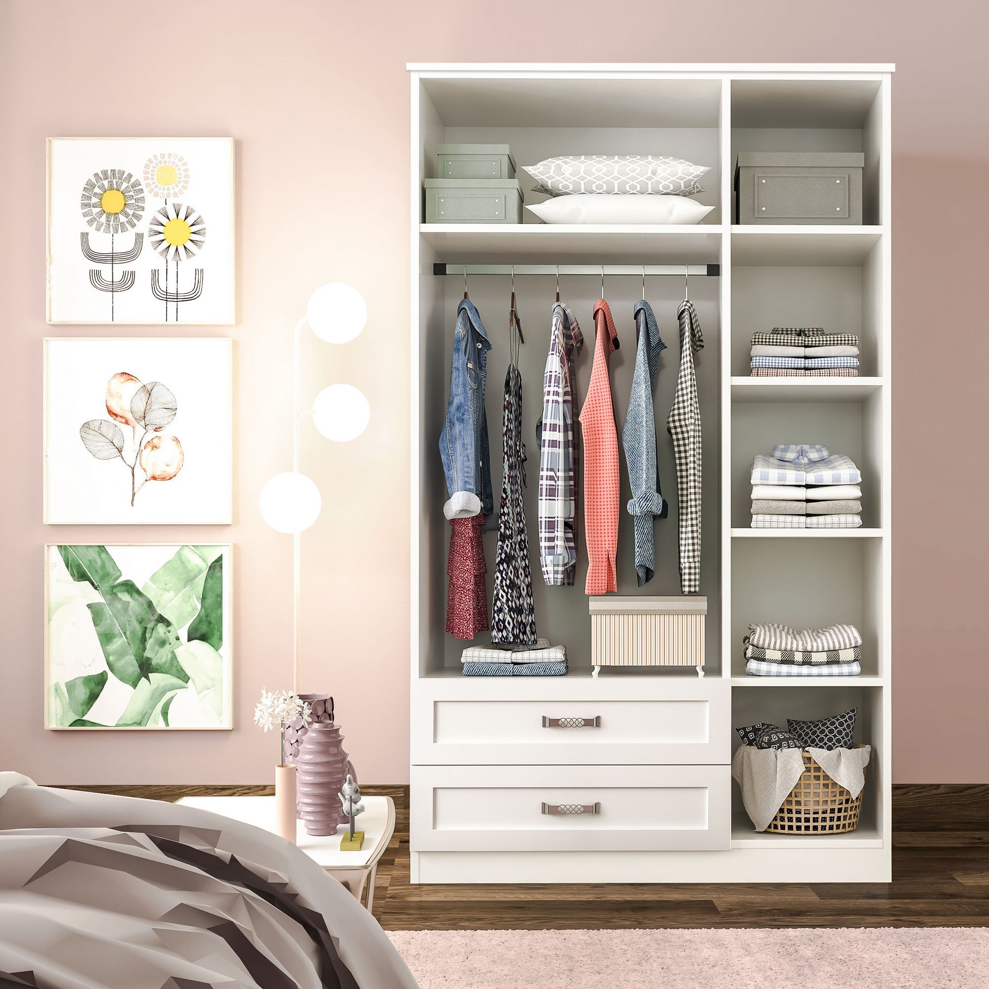 Dulap Hanah Home, PAL melaminat, 52 x 184 cm, alb mat, 167RAB1109 — imaginea 3