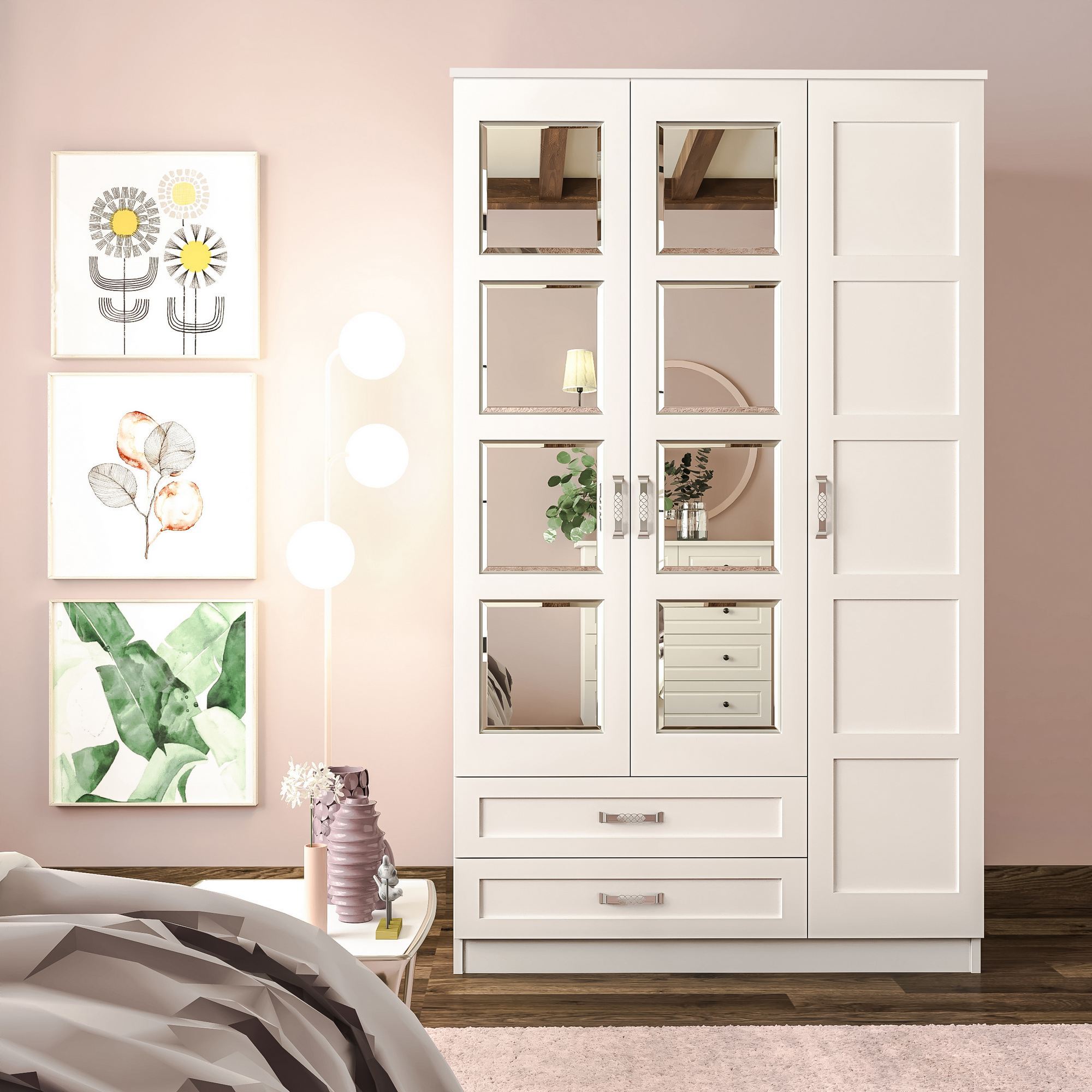 Dulap Hanah Home, PAL melaminat, 52 x 184 cm, alb mat, 167RAB1109 — imaginea 4