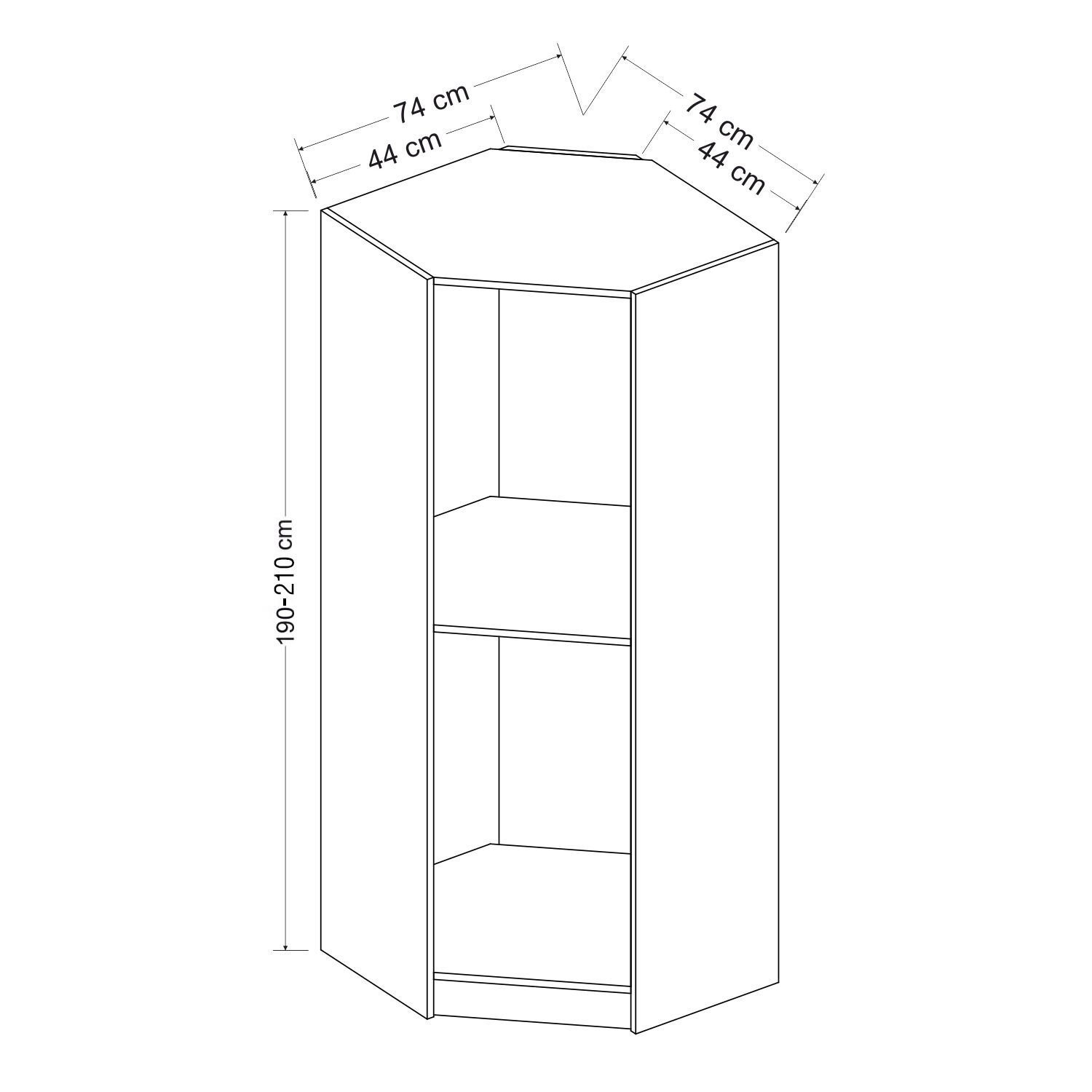 Dulap Hanah Home, PAL melaminat, 74 x 52 x 210 cm, nuc, 506MNR2195 — imaginea 5