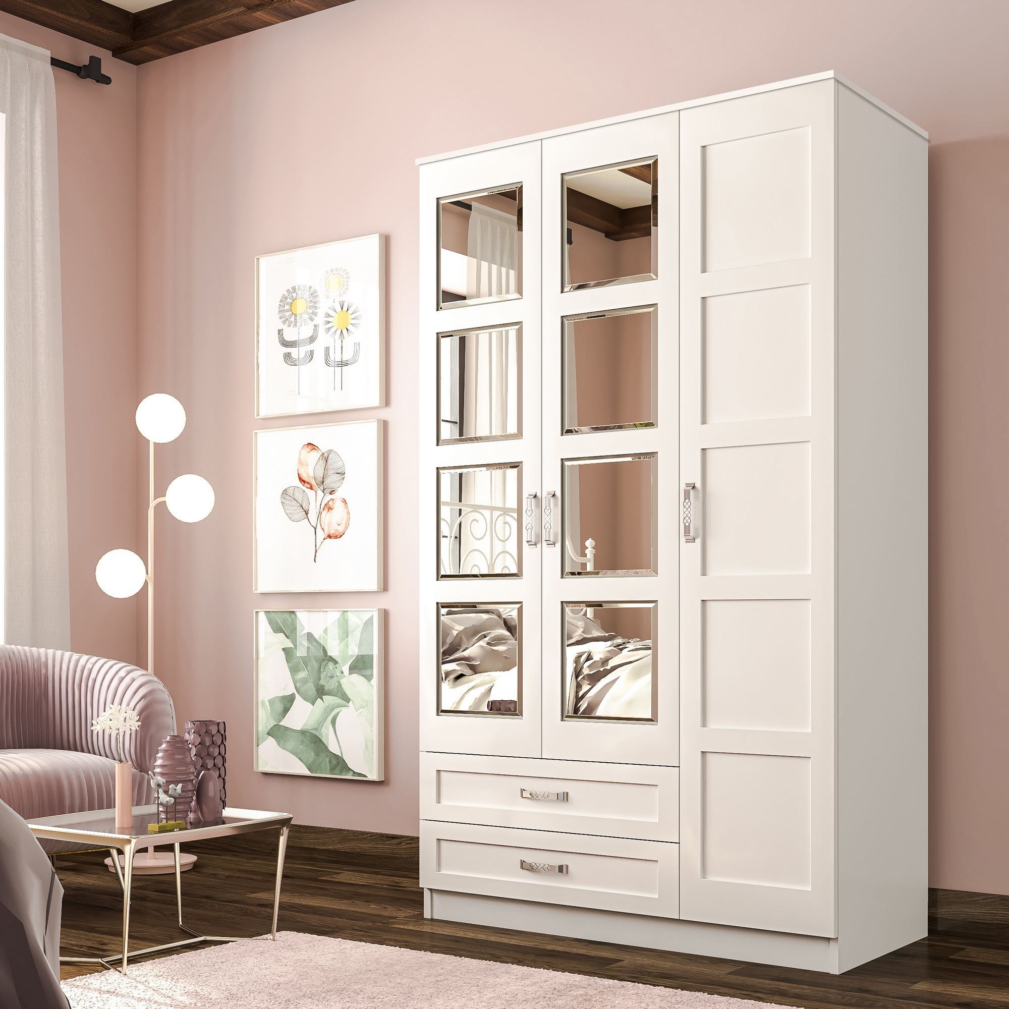 Dulap Hanah Home, PAL melaminat, 52 x 184 cm, alb mat, 167RAB1109 — imaginea 5