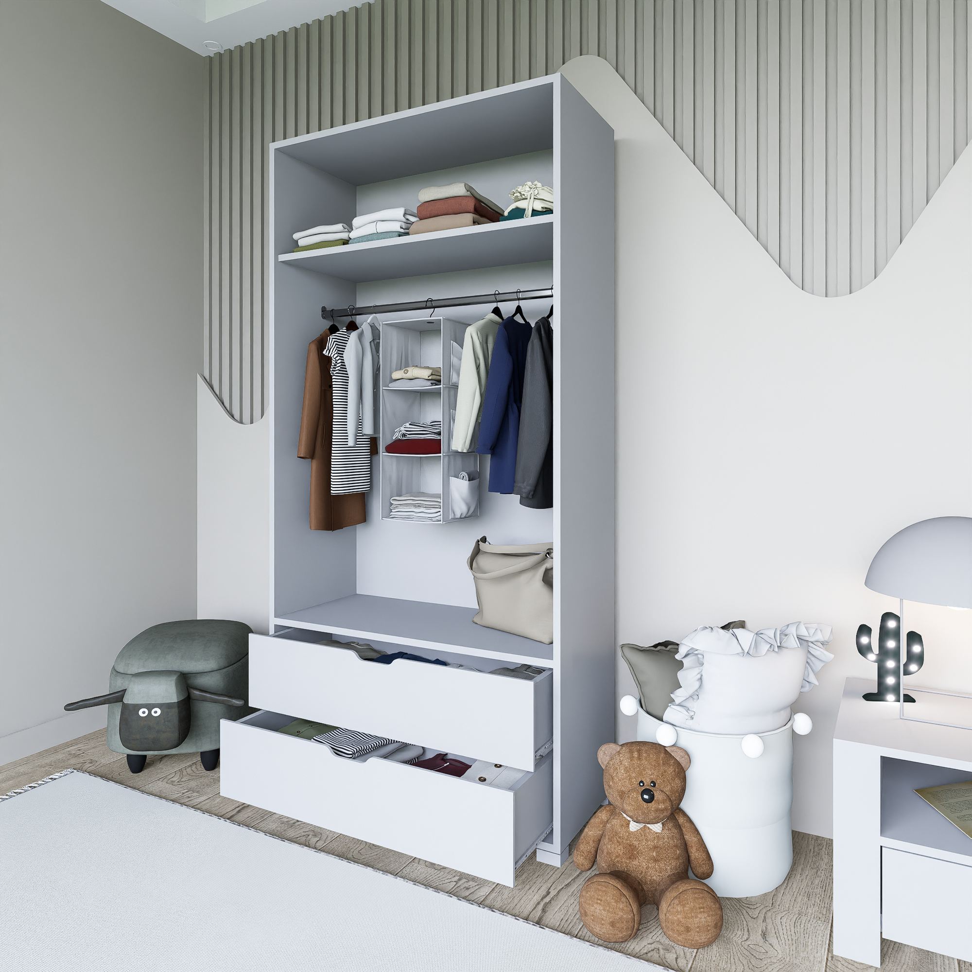 Dulap Hanah Home, PAL melaminat, 90 x 45 x 183 cm, alb, 350MWD1135 — imaginea 6
