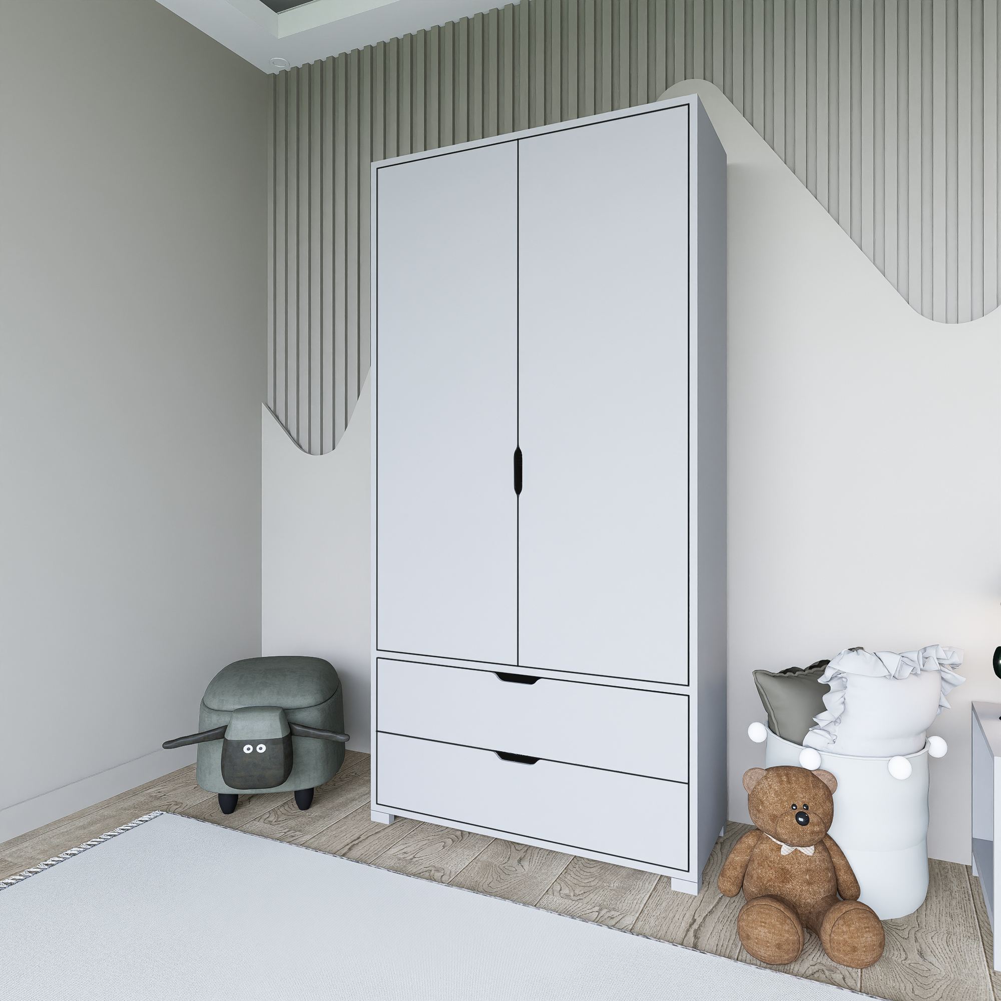 Dulap Hanah Home, PAL melaminat, 90 x 45 x 183 cm, alb, 350MWD1135 — imaginea 7