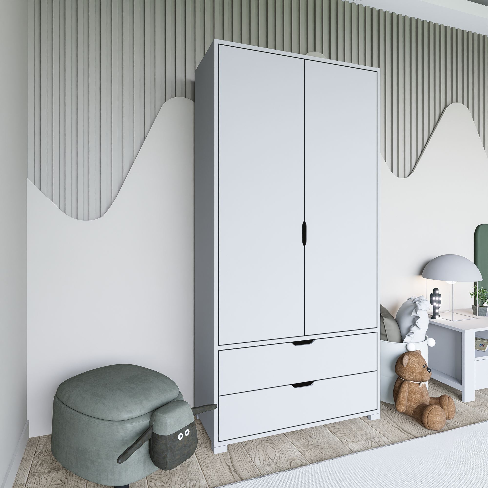 Dulap Hanah Home, PAL melaminat, 90 x 45 x 183 cm, alb, 350MWD1135 — imaginea 9