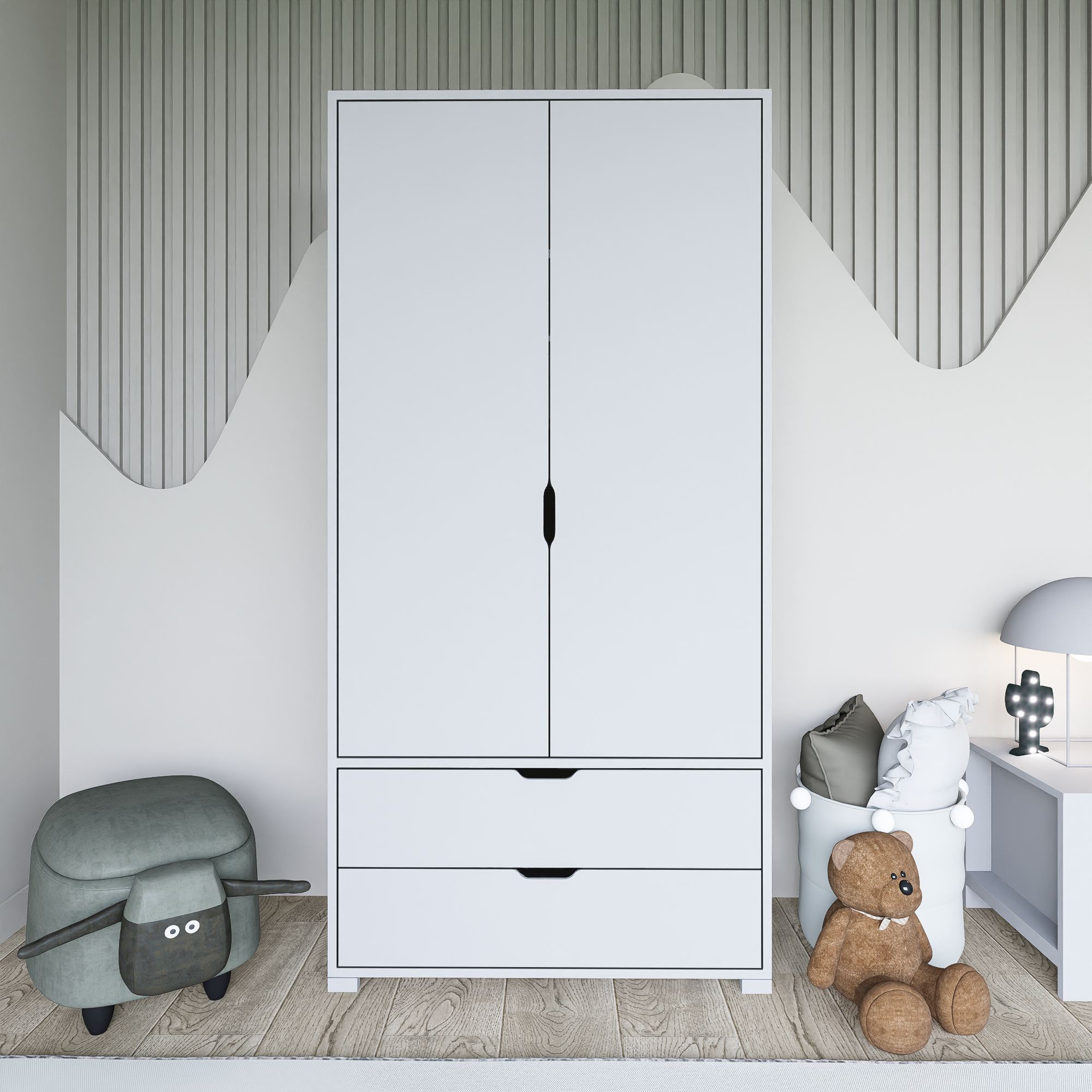 Dulap Hanah Home, PAL melaminat, 90 x 45 x 183 cm, alb, 350MWD1135 — imaginea 10