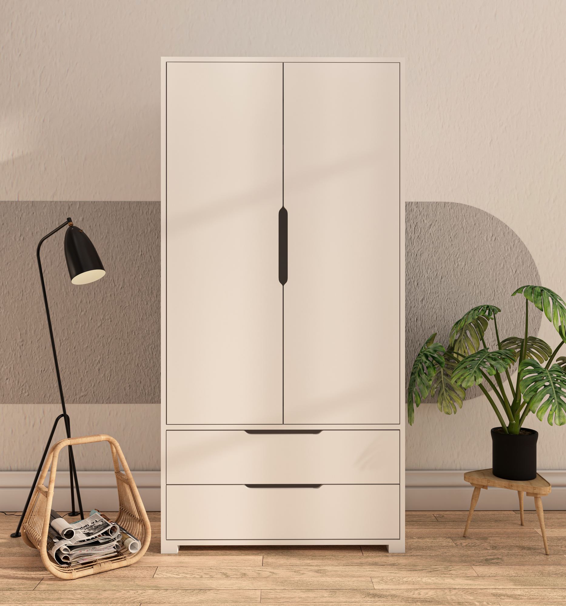 Dulap Hanah Home, PAL melaminat, 90 x 45 x 183 cm, alb, 469ORN1107 — imaginea 2
