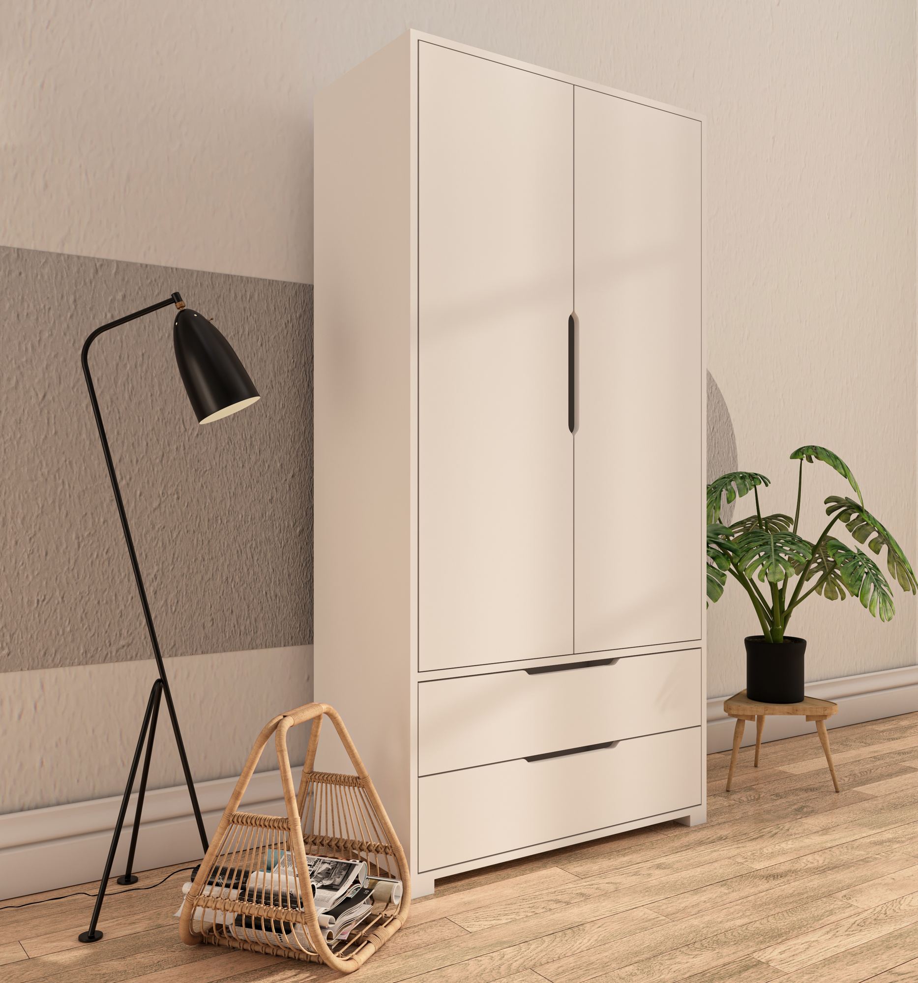 Dulap Hanah Home, PAL melaminat, 90 x 45 x 183 cm, alb, 469ORN1107 — imaginea 3