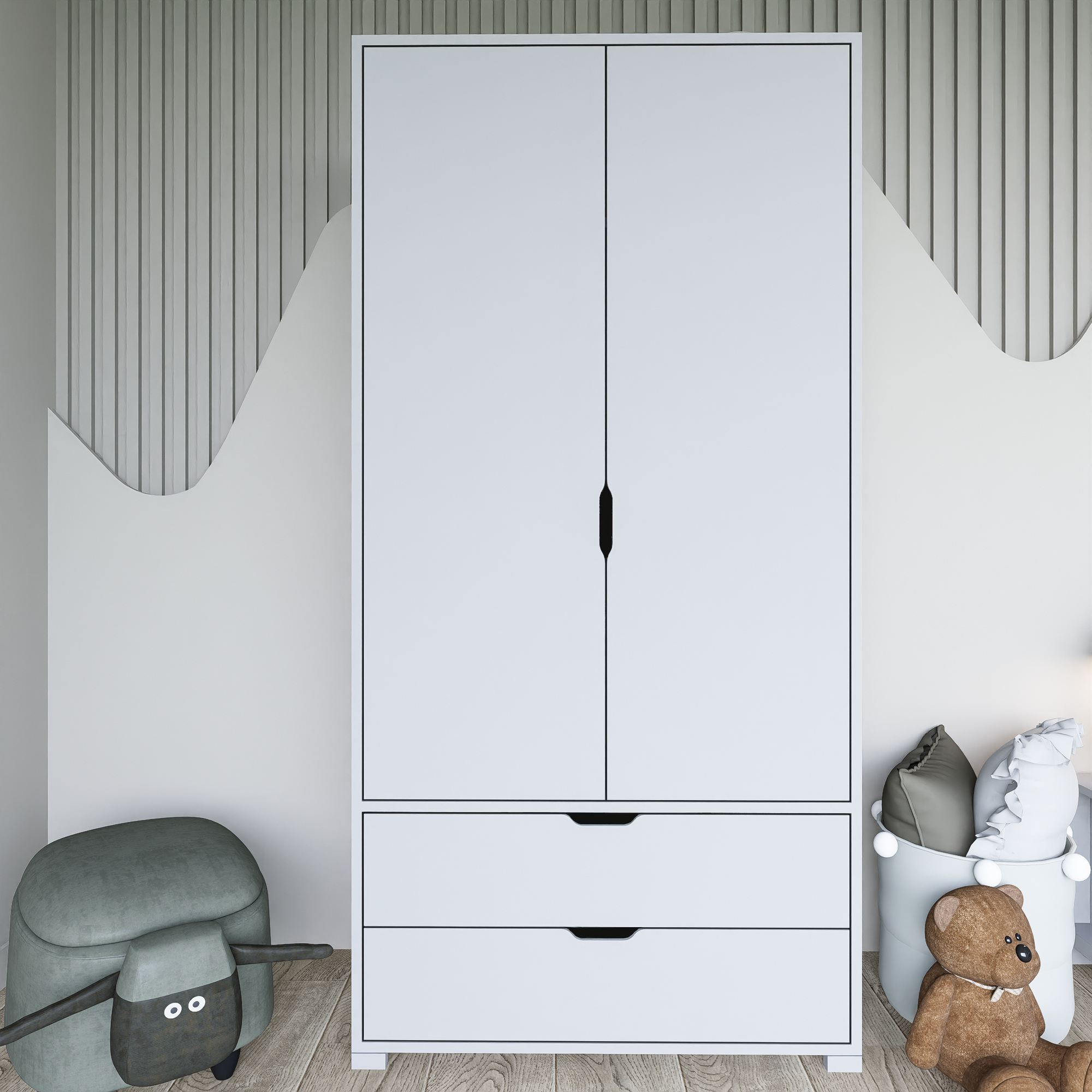 Dulap Hanah Home, PAL melaminat, 90 x 45 x 183 cm, alb, 350MWD1135 — imaginea 11