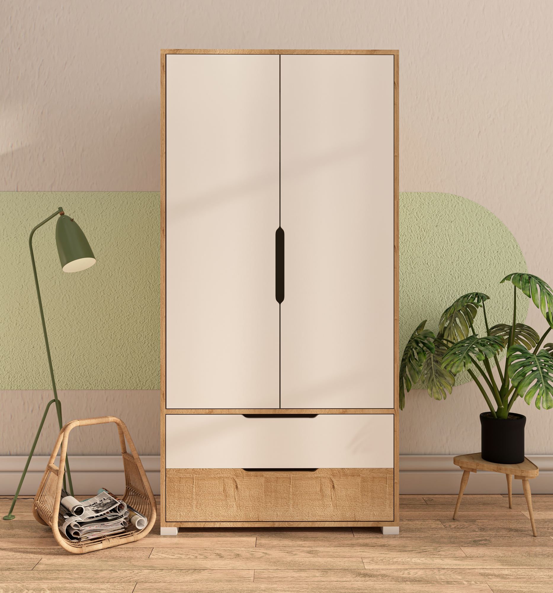 Dulap Hanah Home, PAL melaminat, 90 x 45 x 183 cm, sapphire stejar/alb, 469ORN1108 — imaginea 4
