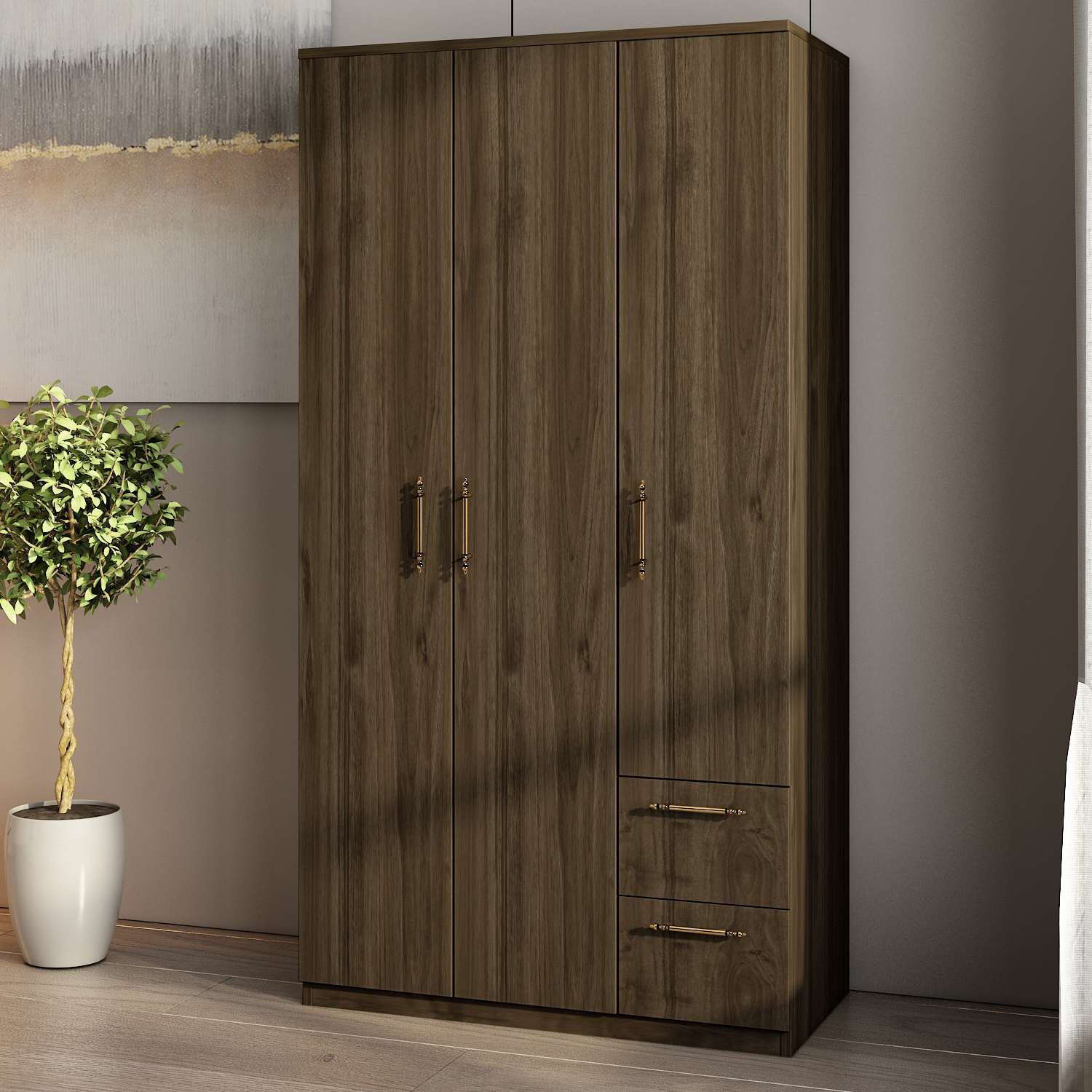 Dulap Hanah Home, PAL melaminat, 90 x 45 x 171.8 cm, nuc, 382NRC2204 — imaginea 2