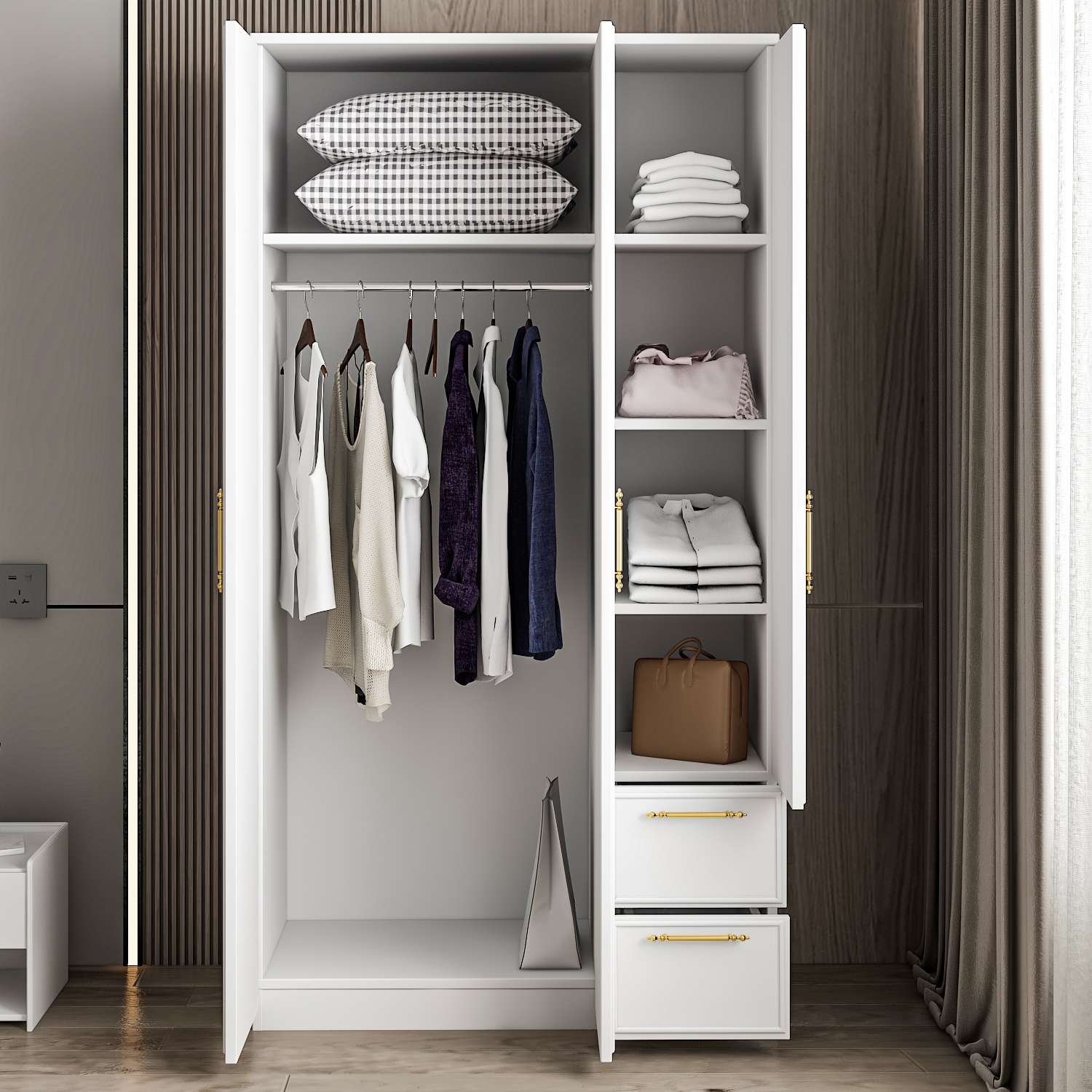 Dulap Hanah Home, PAL melaminat, 90 x 45 x 171.8 cm, alb, 382NRC2205 — imaginea 7