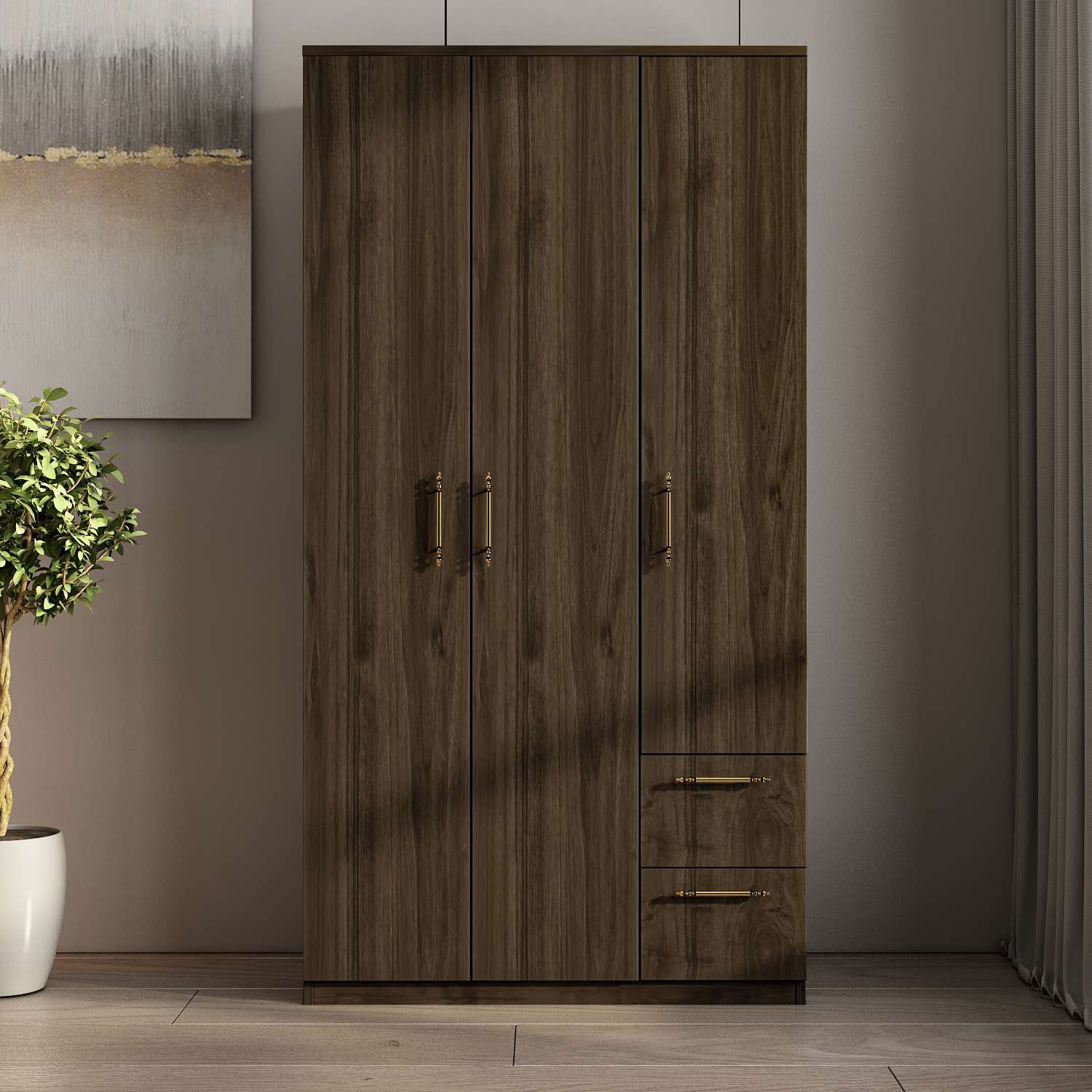 Dulap Hanah Home, PAL melaminat, 90 x 45 x 171.8 cm, nuc, 382NRC2204 — imaginea 3