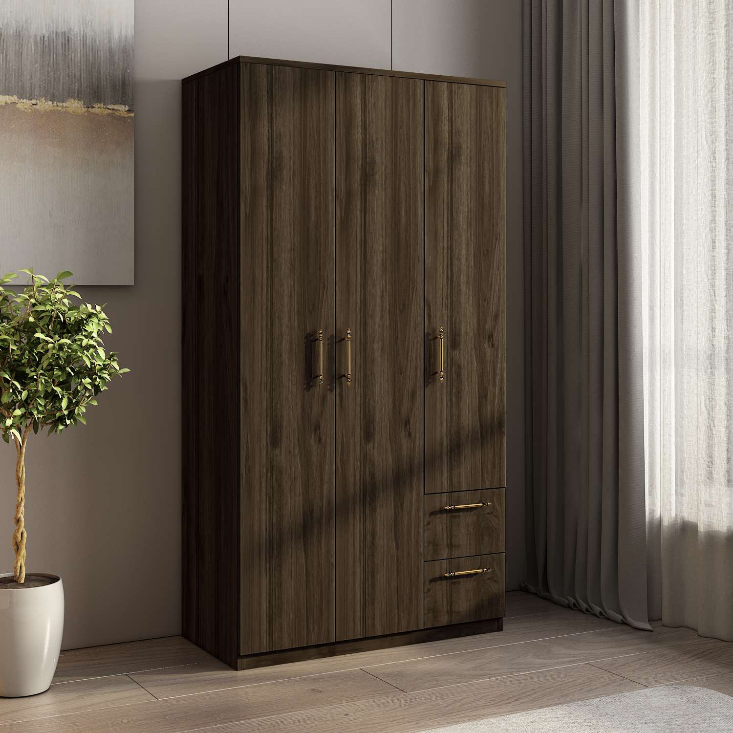 Dulap Hanah Home, PAL melaminat, 90 x 45 x 171.8 cm, nuc, 382NRC2204 — imaginea 5