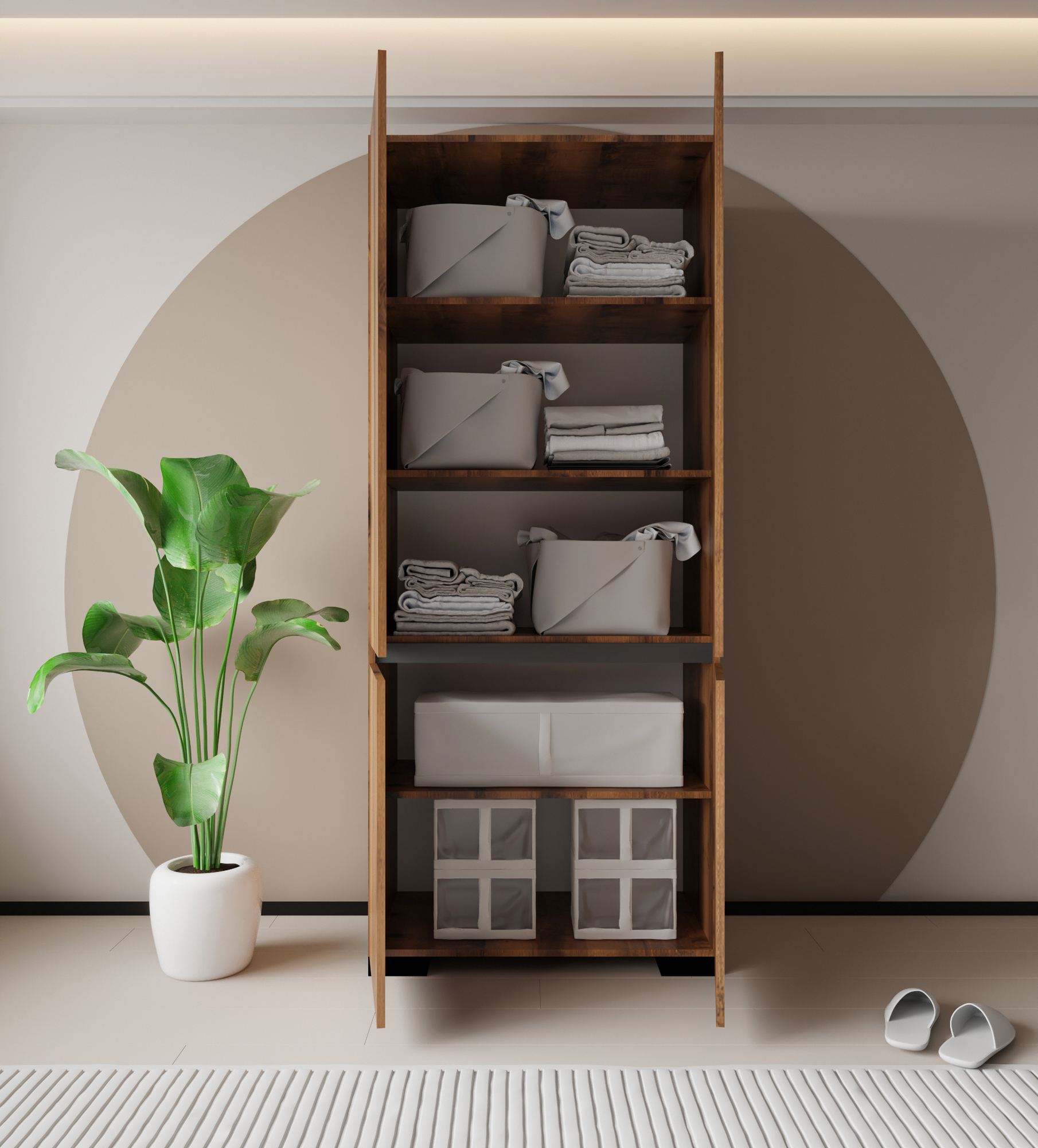 Dulap Hanah Home, PAL melaminat, 90 x 45 x 210 cm, nuc/antracit, 469ORN1109 — imaginea 5
