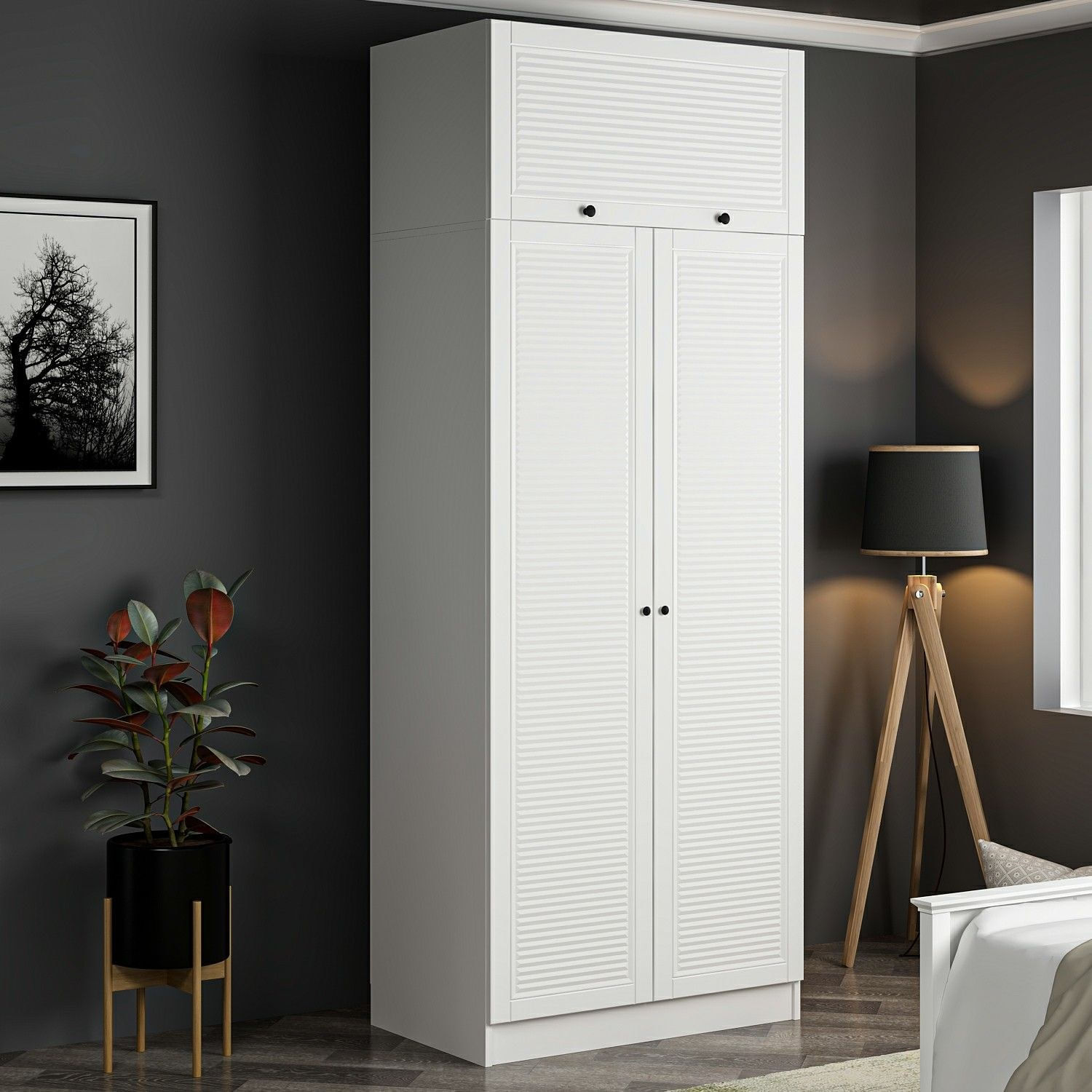 Dulap Hanah Home, PAL melaminat, 90 x 52 x 190 cm, alb, 506MNR2241 — imaginea 3