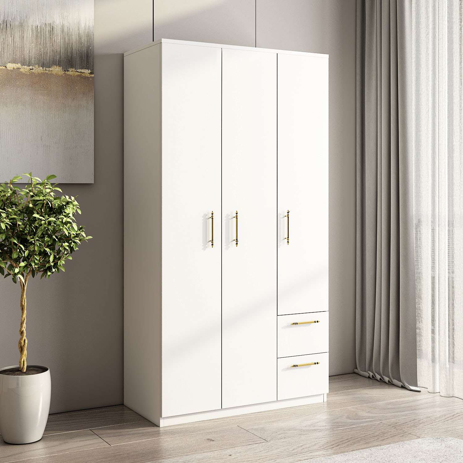 Dulap Hanah Home, PAL melaminat, 90 x 45 x 171.8 cm, alb, 382NRC2203 — imaginea 5