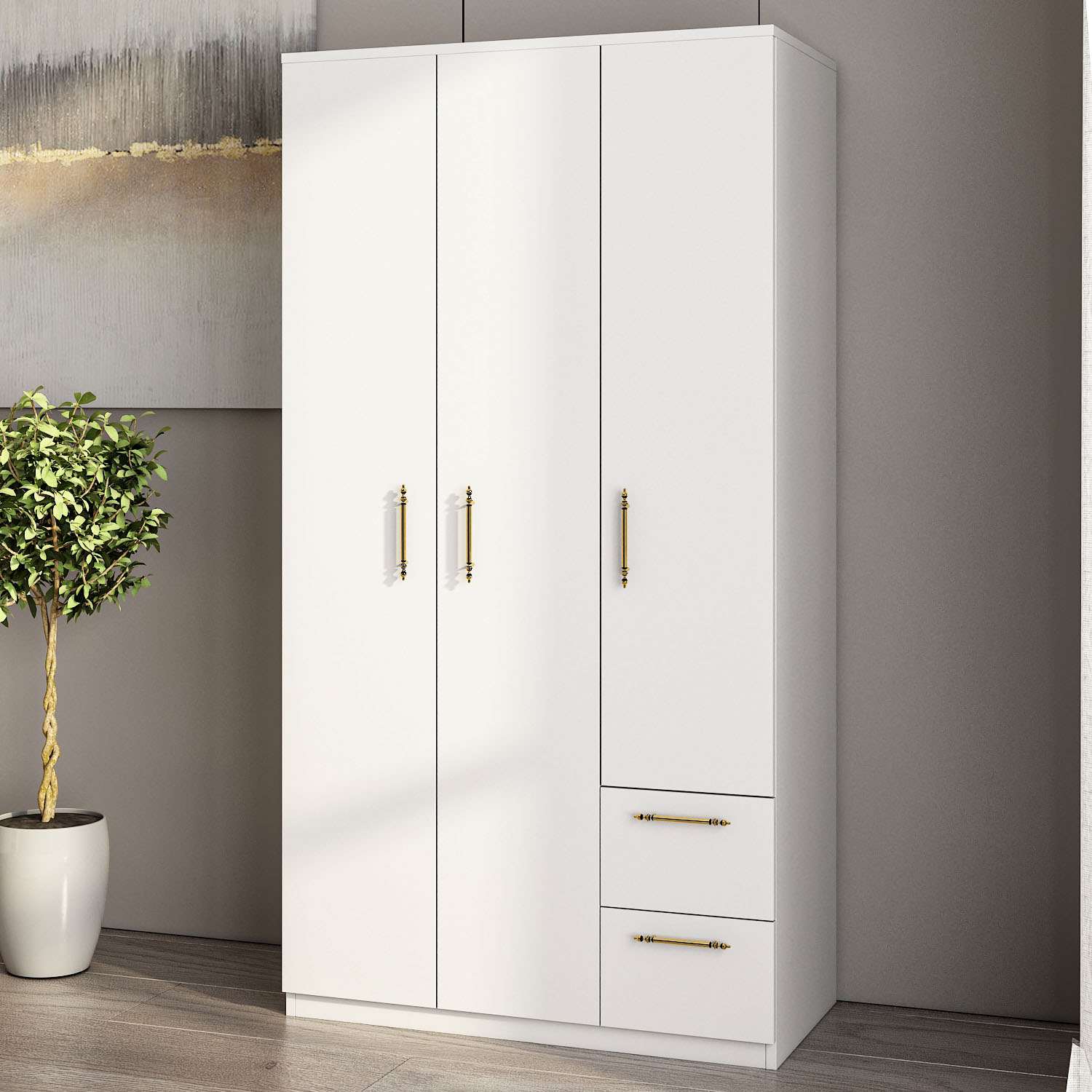 Dulap Hanah Home, PAL melaminat, 90 x 45 x 171.8 cm, alb, 382NRC2203 — imaginea 6
