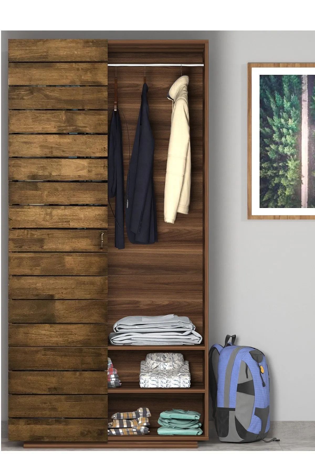 Dulap Hanah Home, PAL melaminat, 90 x 48 x 187 cm, maro, 167RAB1131 — imaginea 4