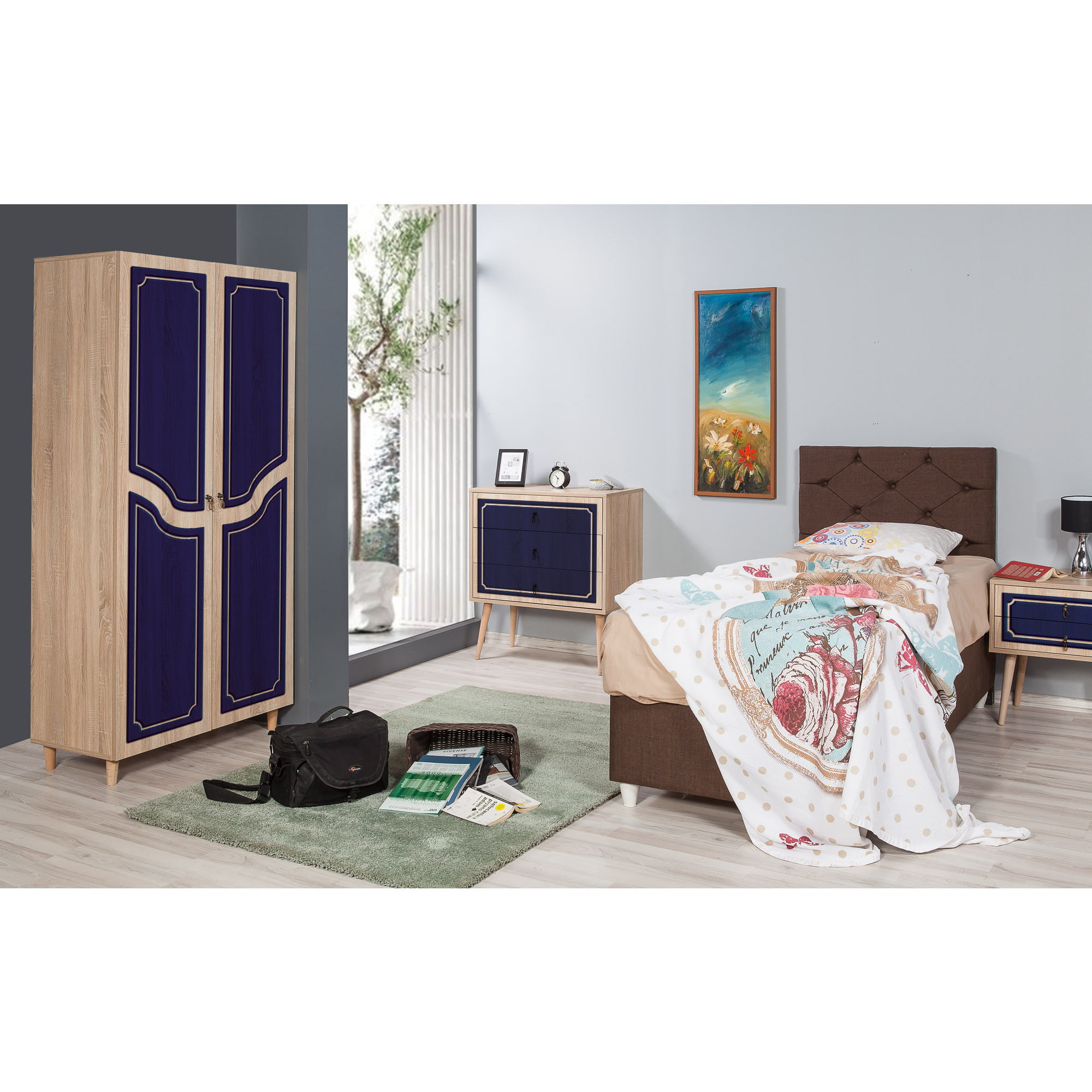 Dulap Hanah Home, PAL melaminat, 90 x 52 x 192 cm, stejar sonoma, 869VEL4236 — imaginea 5