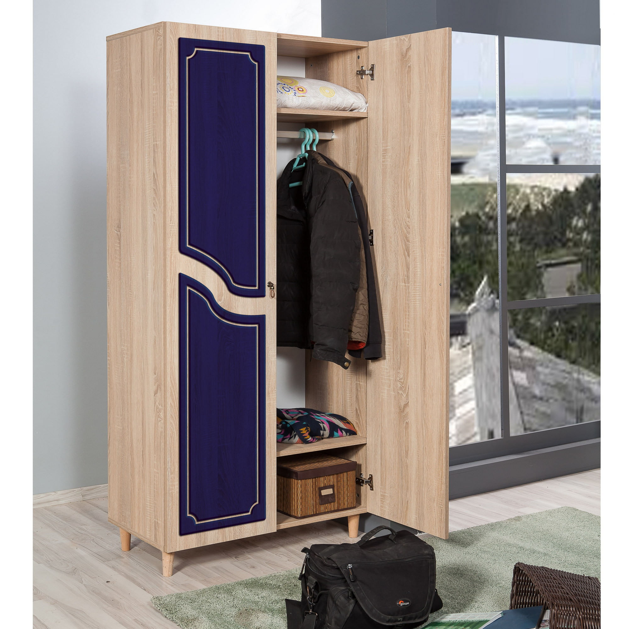 Dulap Hanah Home, PAL melaminat, 90 x 52 x 192 cm, stejar sonoma, 869VEL4236 — imaginea 6