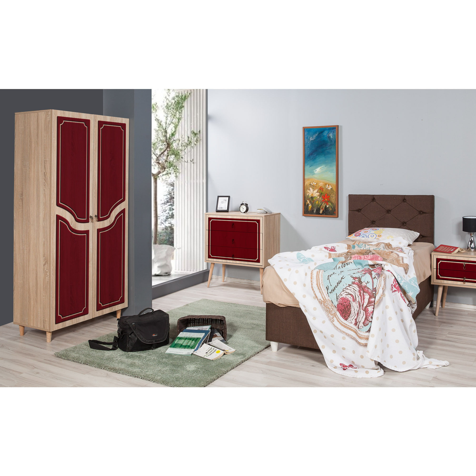 Dulap Hanah Home, PAL melaminat, 90 x 52 x 192 cm, stejar sonoma, 869VEL4237 — imaginea 4