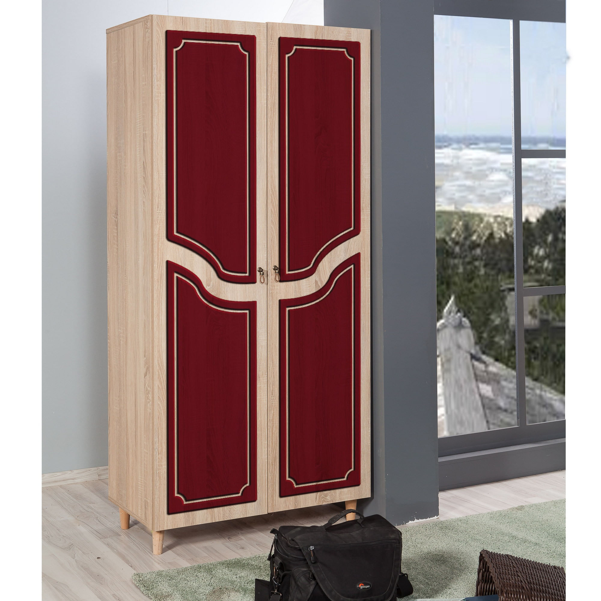 Dulap Hanah Home, PAL melaminat, 90 x 52 x 192 cm, stejar sonoma, 869VEL4237 — imaginea 5