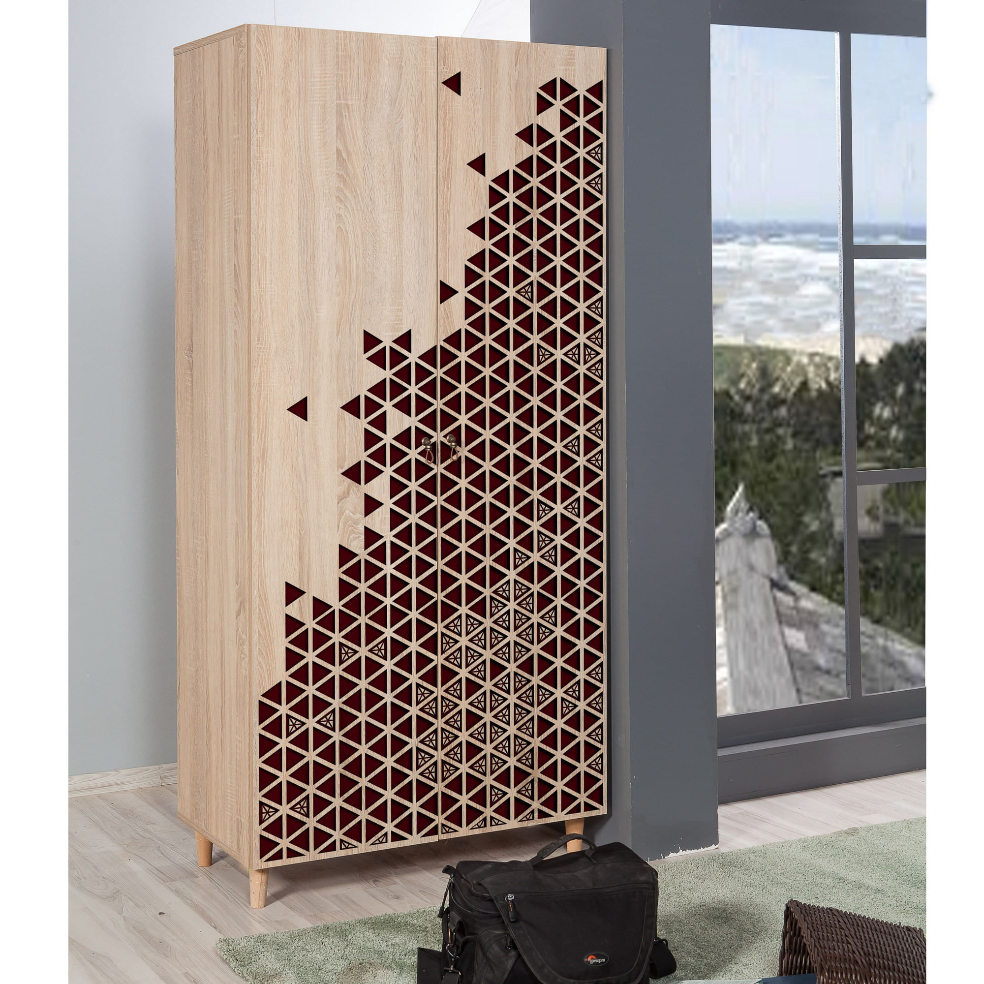 Dulap Hanah Home, PAL melaminat, 90 x 52 x 192 cm, stejar sonoma, 869VEL4231 — imaginea 4