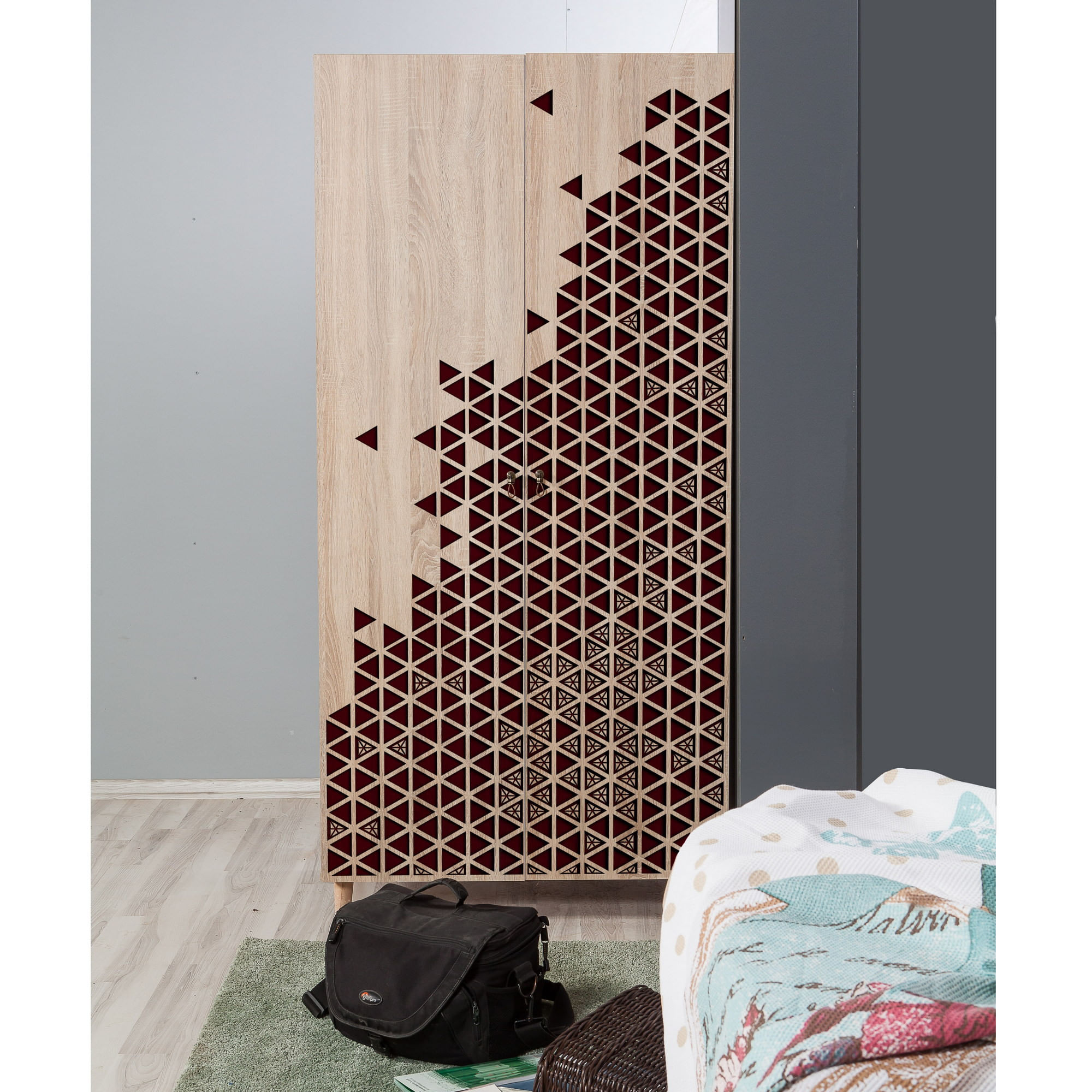 Dulap Hanah Home, PAL melaminat, 90 x 52 x 192 cm, stejar sonoma, 869VEL4231 — imaginea 7