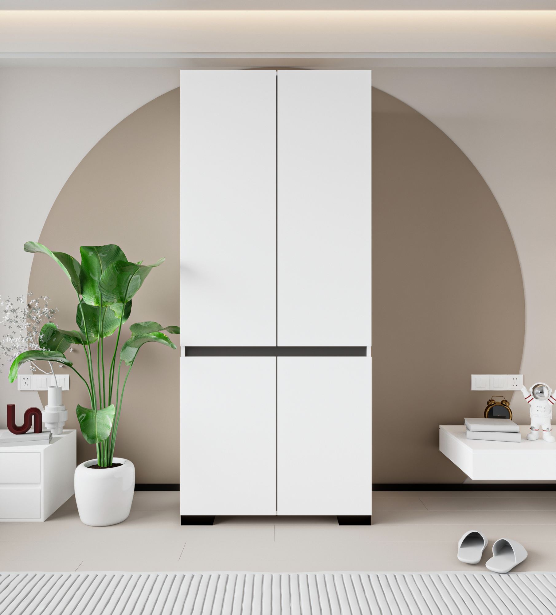 Dulap Hanah Home, PAL melaminat, 90 x 52 x 210 cm, alb/antracit, 469ORN1116 — imaginea 2