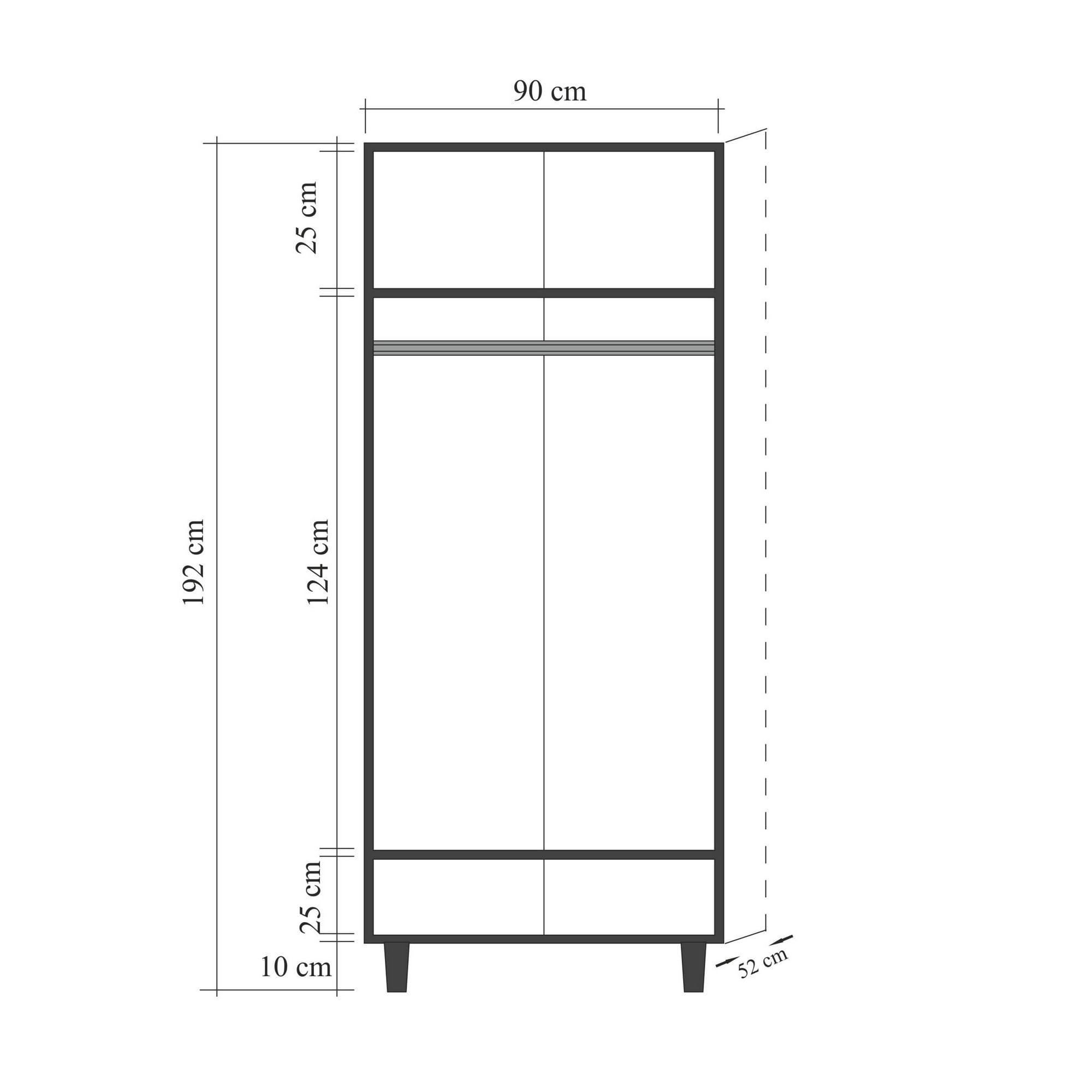 Dulap Hanah Home, PAL melaminat, 90 x 52 x 192 cm, stejar sonoma, lemn masiv, 869VEL8670 — imaginea 2