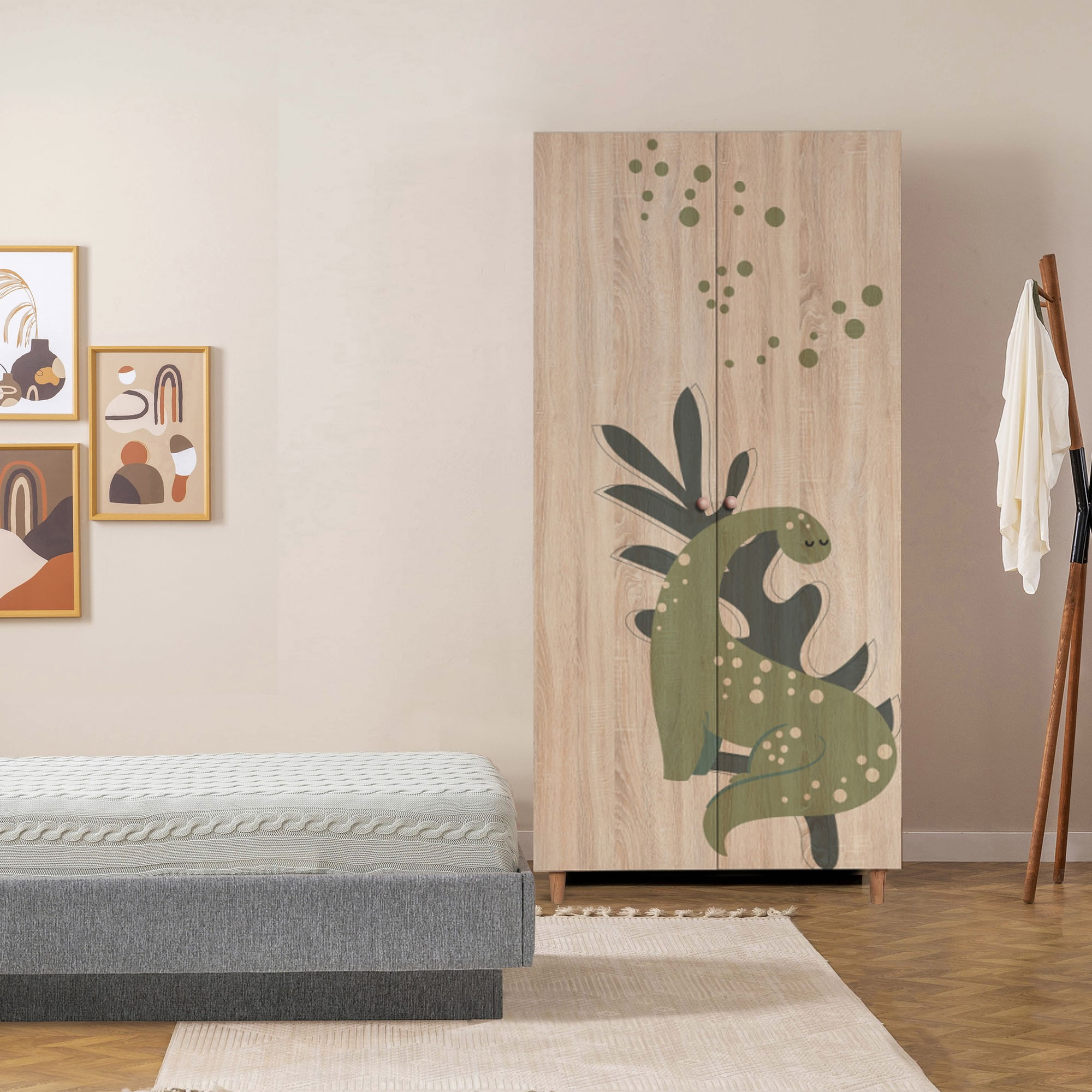 Dulap Hanah Home, PAL melaminat, 90 x 52 x 192 cm, stejar sonoma, lemn masiv, 869VEL8669 — imaginea 3