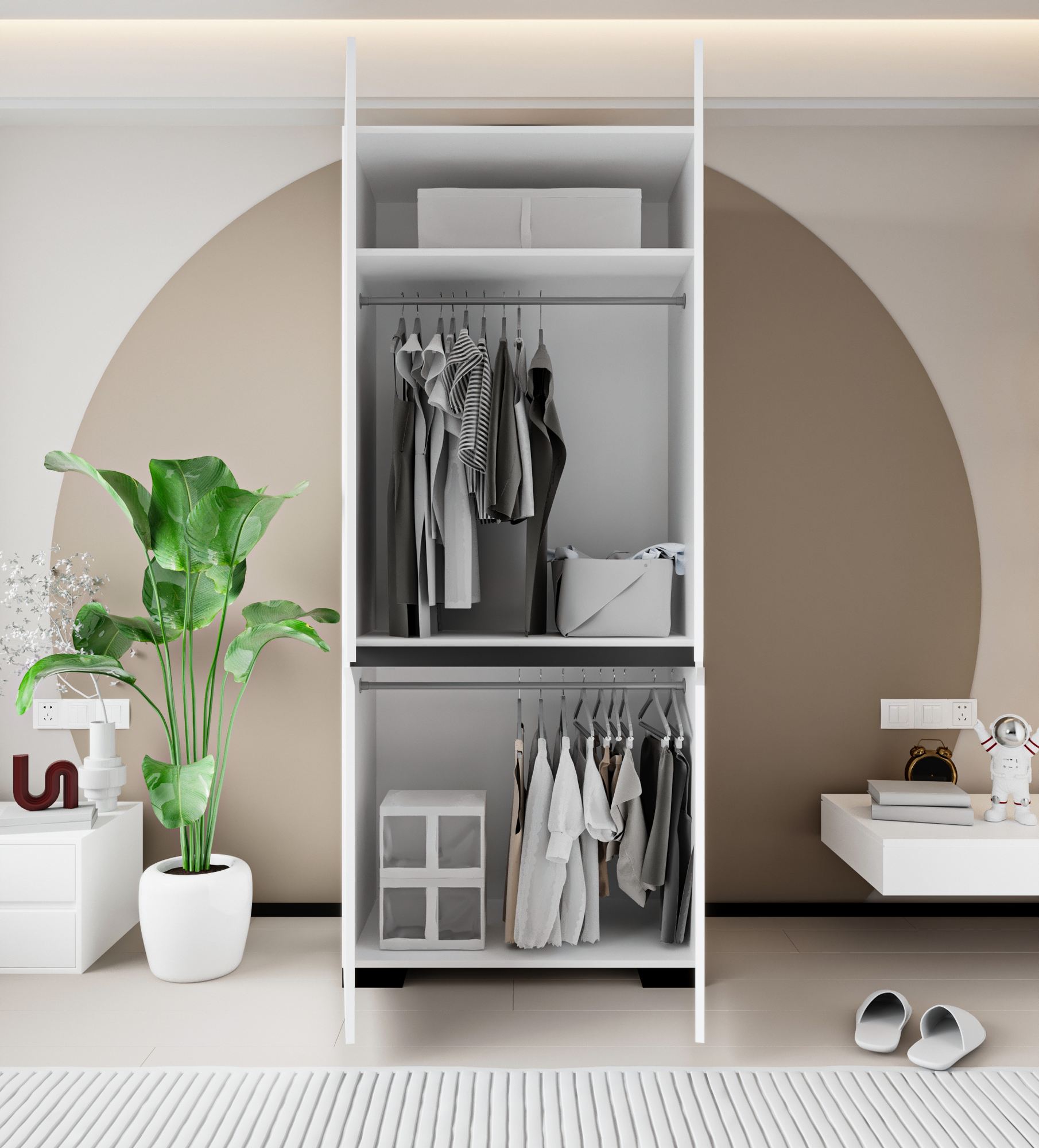 Dulap Hanah Home, PAL melaminat, 90 x 52 x 210 cm, alb/antracit, 469ORN1116 — imaginea 5