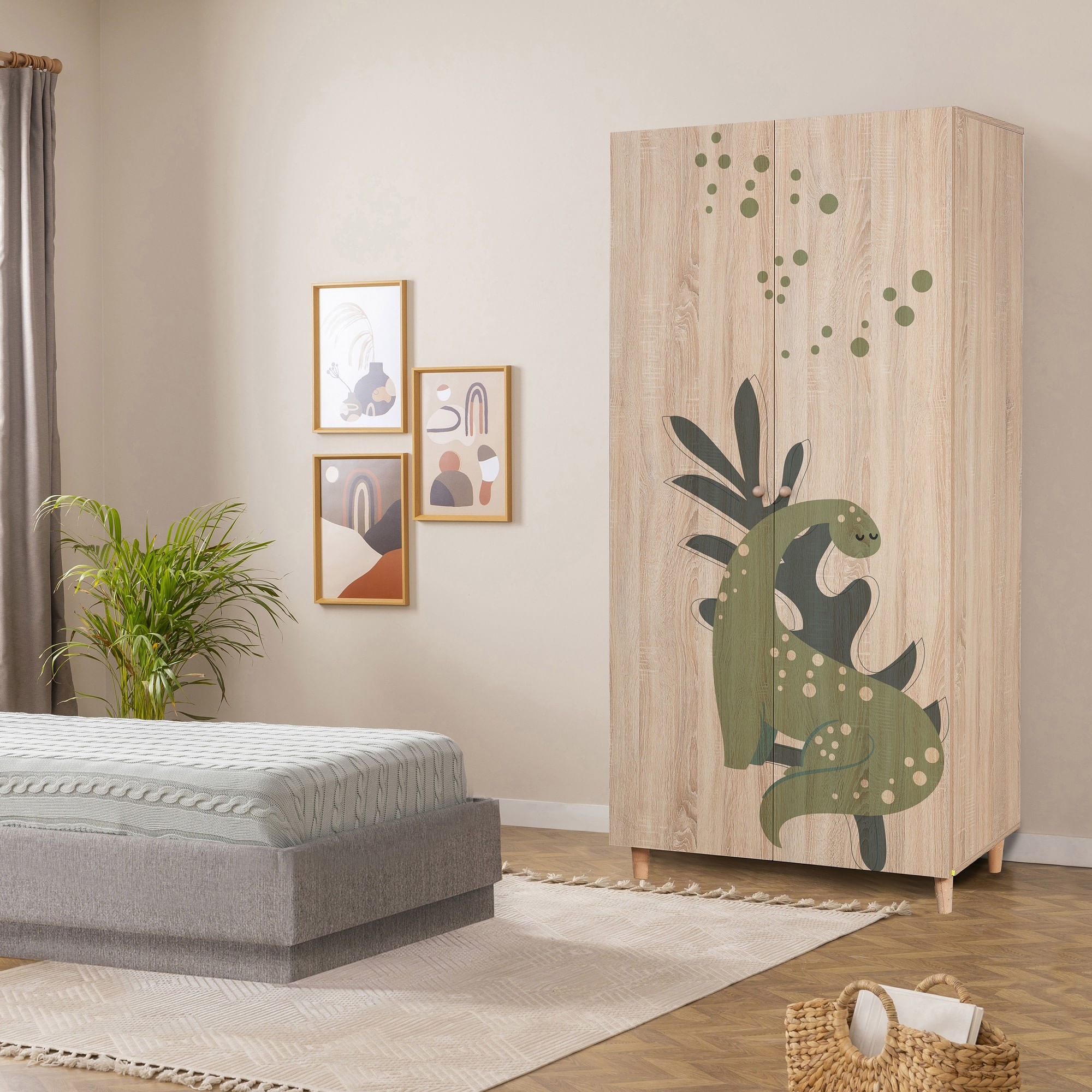 Dulap Hanah Home, PAL melaminat, 90 x 52 x 192 cm, stejar sonoma, lemn masiv, 869VEL8669 — imaginea 4