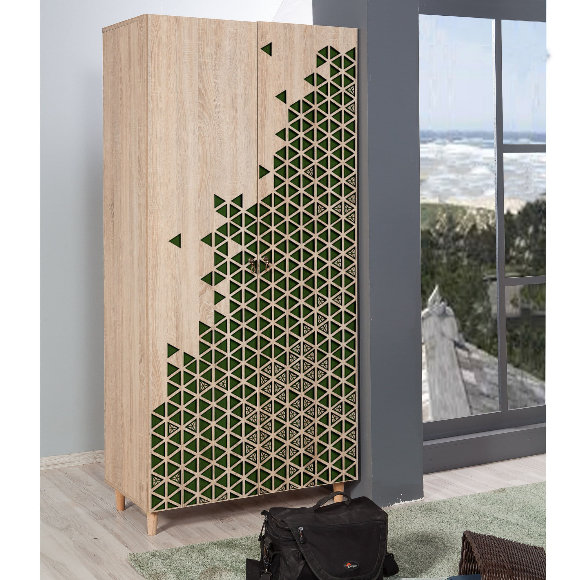 Dulap Hanah Home, PAL melaminat, 90 x 52 x 192 cm, stejar sonoma, 869VEL4230 — imaginea 5