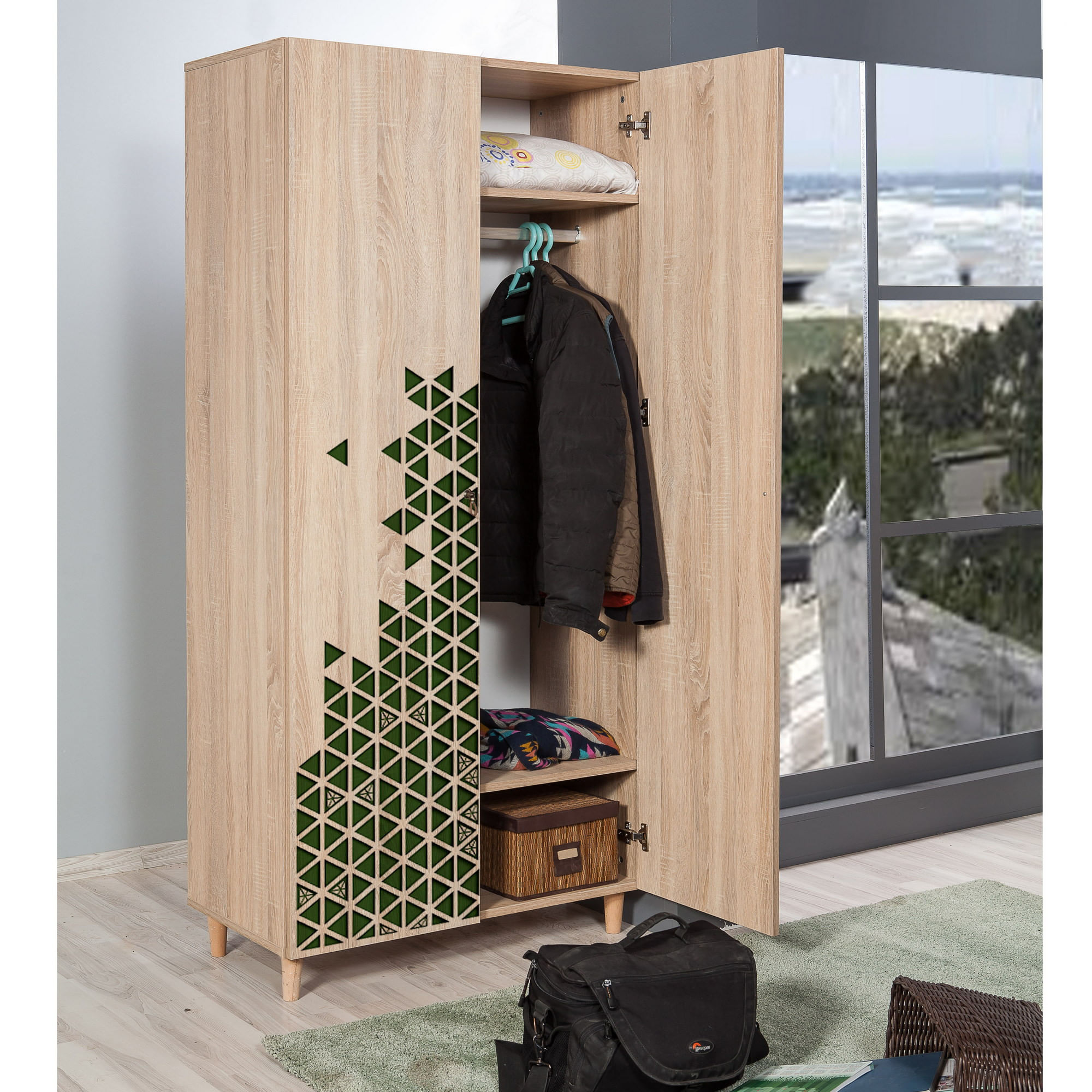 Dulap Hanah Home, PAL melaminat, 90 x 52 x 192 cm, stejar sonoma, 869VEL4230 — imaginea 6
