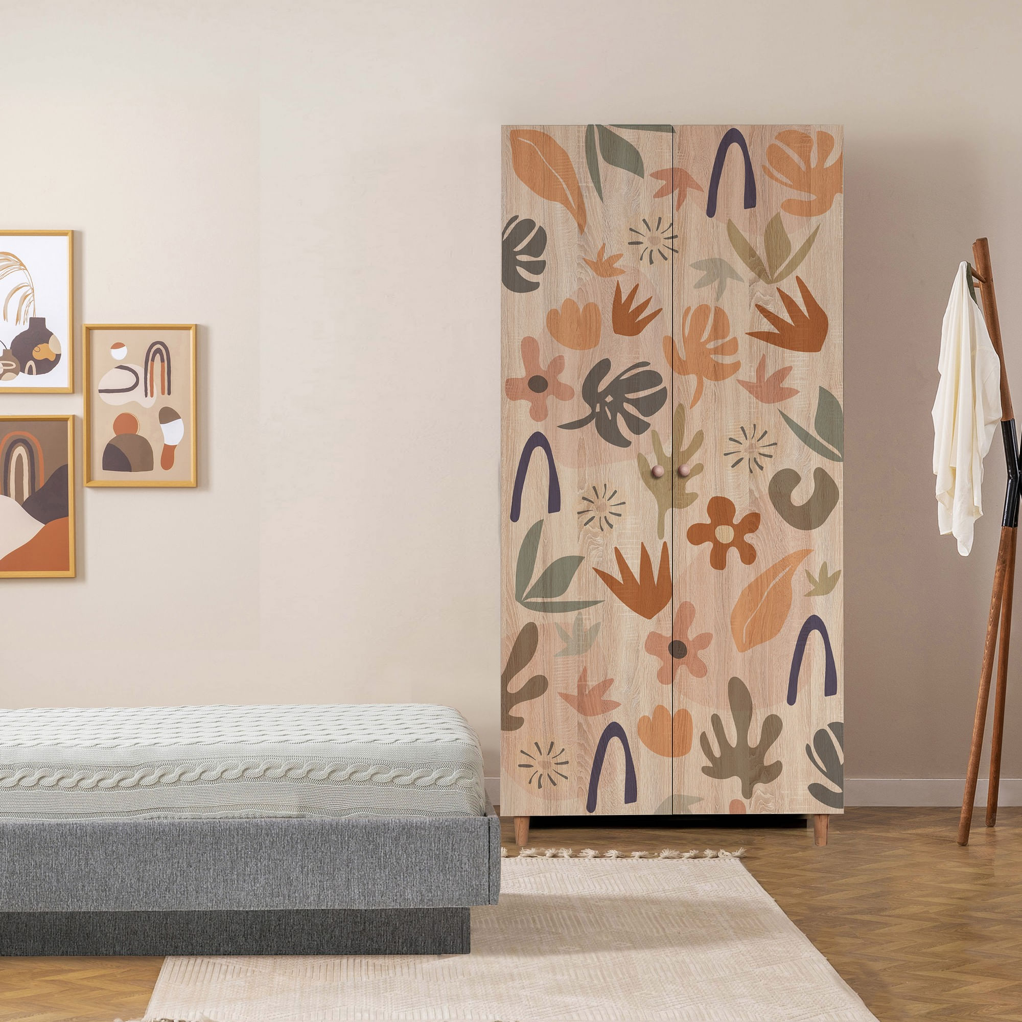 Dulap Hanah Home, PAL melaminat, 90 x 52 x 192 cm, stejar sonoma, lemn masiv, 869VEL8671 — imaginea 2