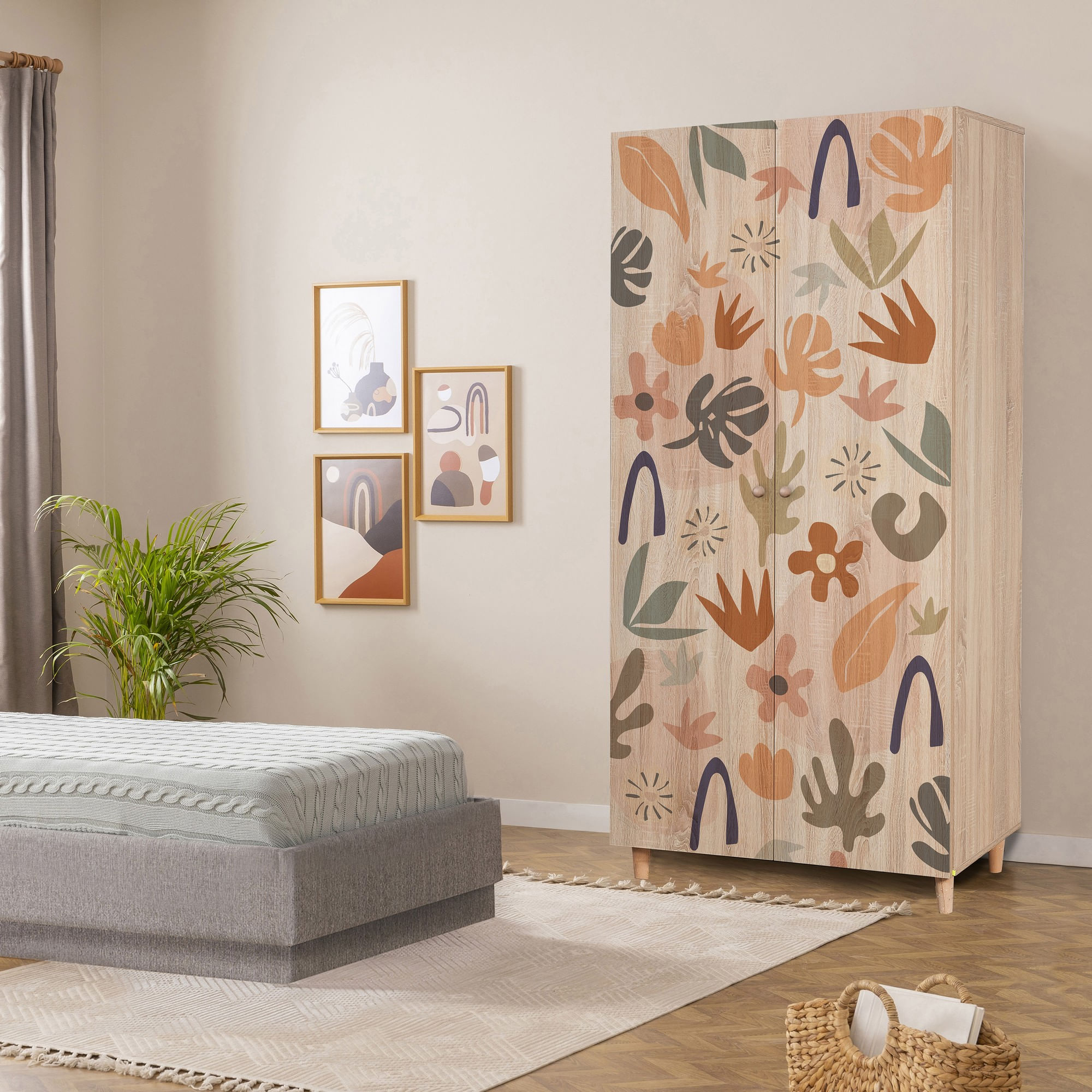Dulap Hanah Home, PAL melaminat, 90 x 52 x 192 cm, stejar sonoma, lemn masiv, 869VEL8671 — imaginea 4