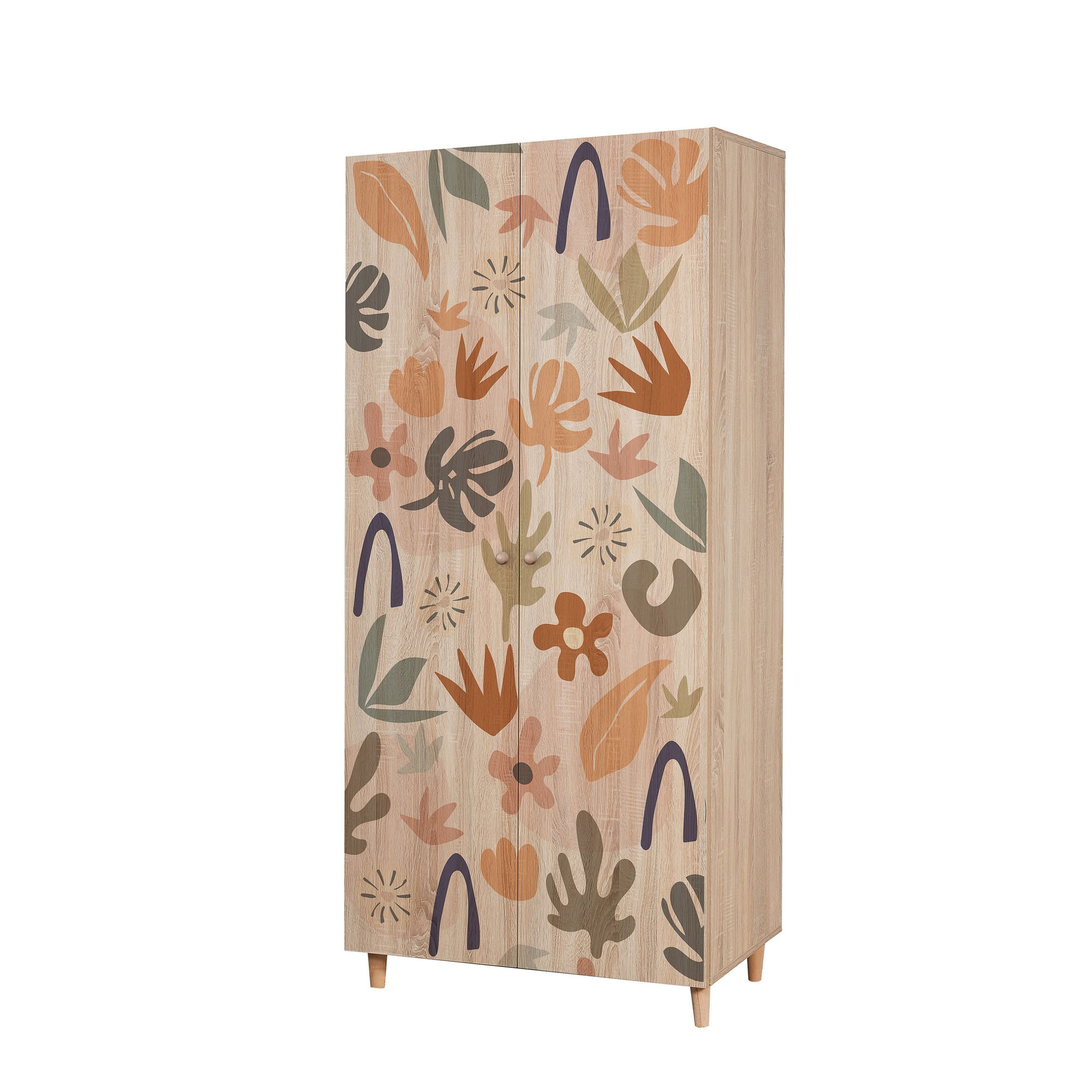 Dulap Hanah Home, PAL melaminat, 90 x 52 x 192 cm, stejar sonoma, lemn masiv, 869VEL8671 — imaginea 5